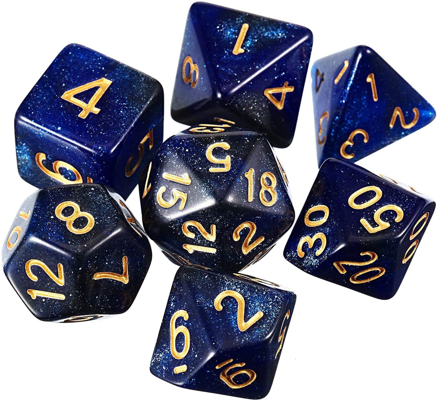 7-Die Polyhedral Dice Compatible with DND Dice Set Dungeons and Dragons with Black Pouch