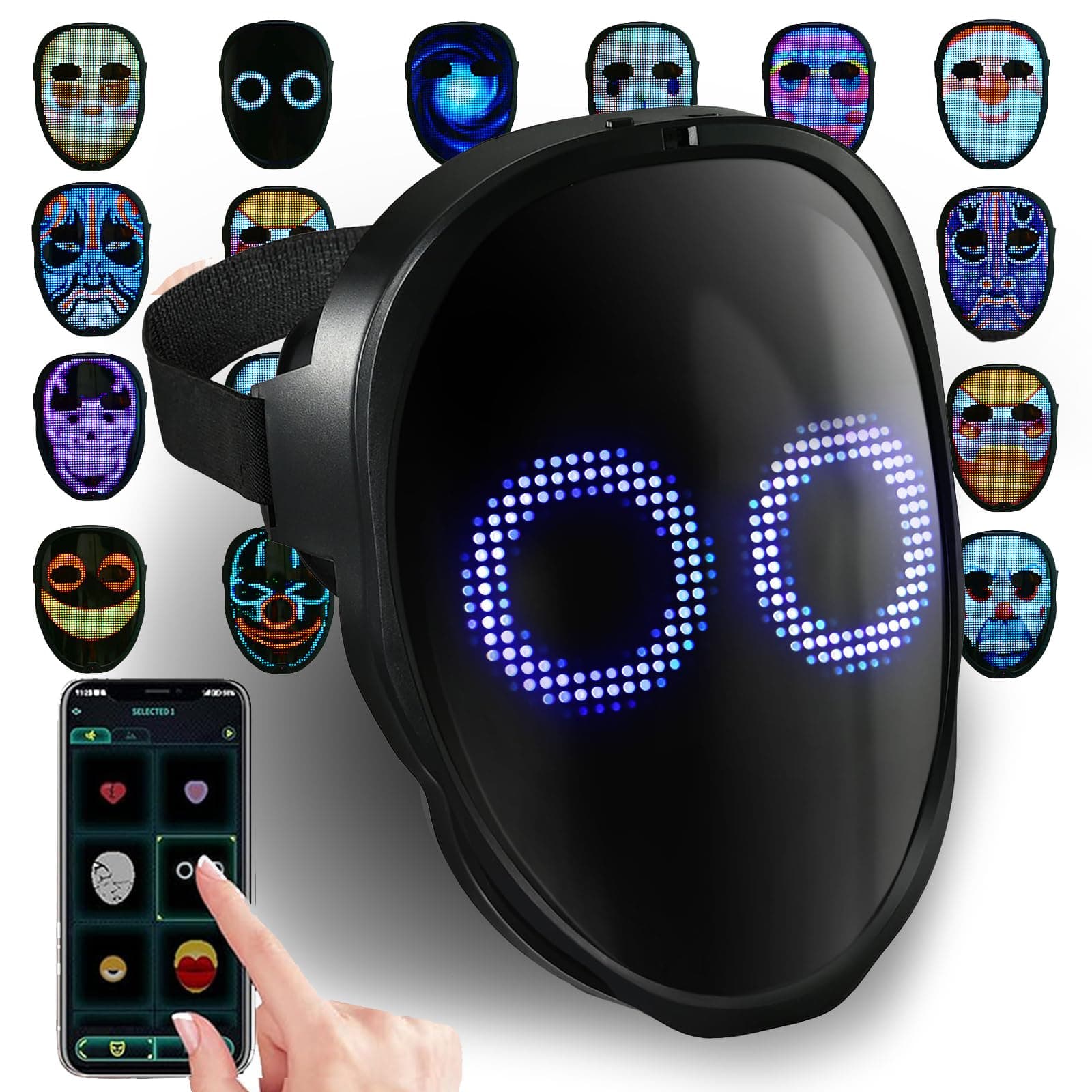 LED Face Transforming Mask with Gesture Control Fun - Cool stuff Cosplay and Christmas Parties