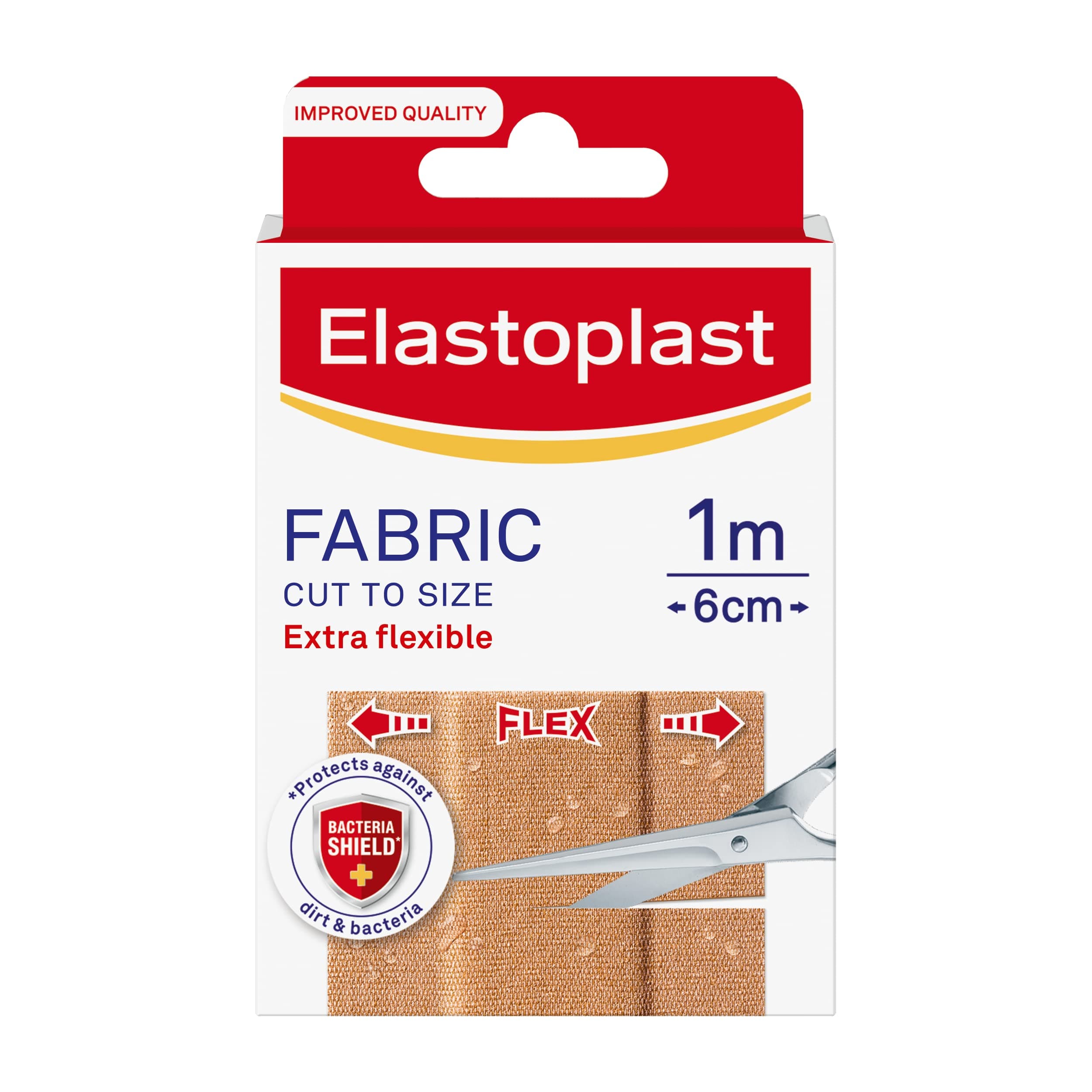 Fabric Cut to Size (1 m x 6 cm), Extra Flexible Wound Care, Moves with the Body, Water-Repellent & Breathable, 10 Strips