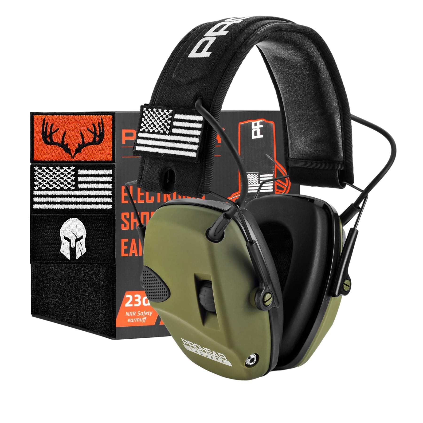 Electronic Ear Protection for Shooting with 4X Sound Amplification, Gun Range Hearing Protection Muffs, NRR 23dB Noise Reduction Headphones for Hunting, Green