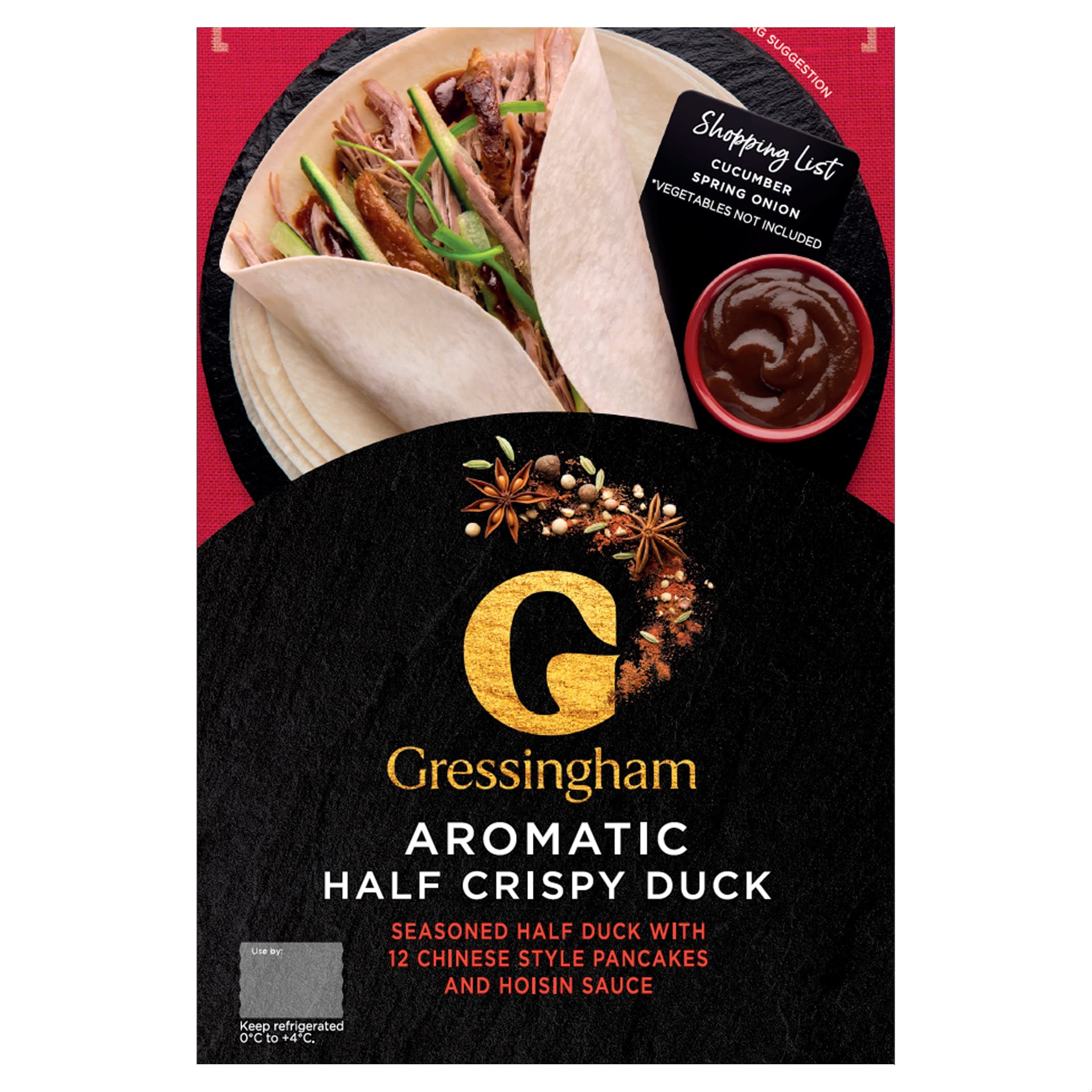 Gressingham Half Crispy Aromatic Duck and Pancakes, 570g