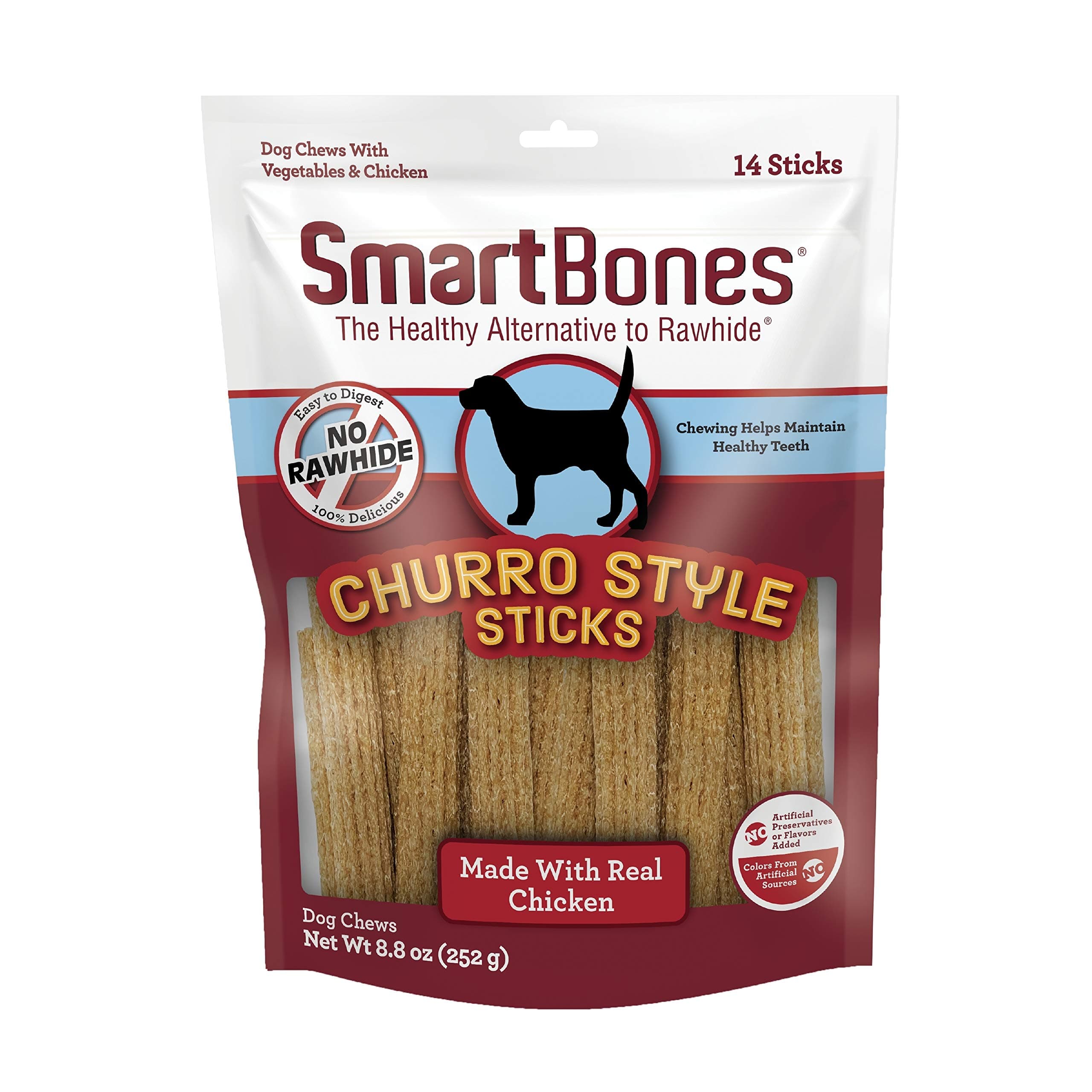 Churro-Style Sticks 14 Count, Made with Real Chicken, Rawhide-Free Chews for Dogs