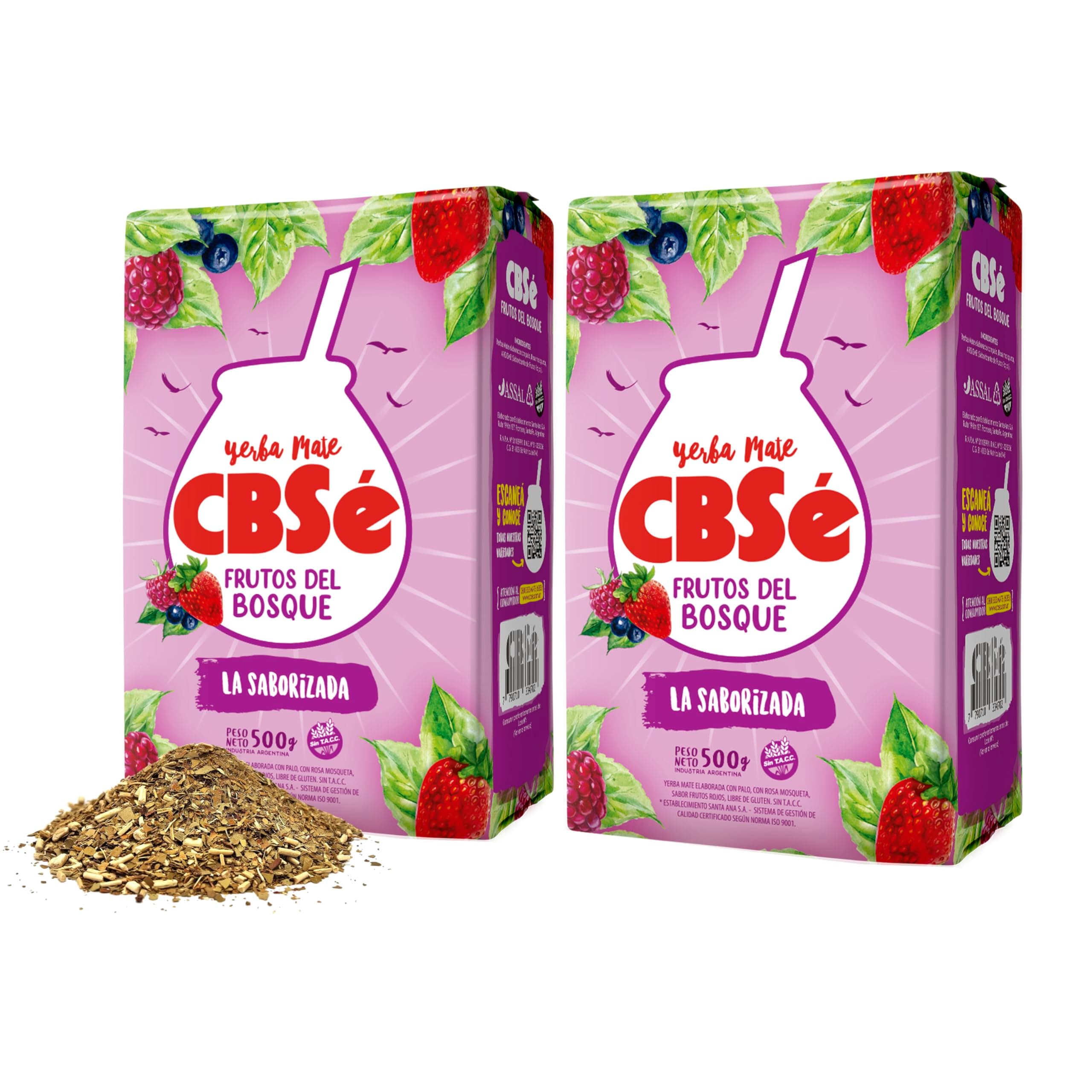 CBSé Yerba Mate Forest Fruit Blend – 2 Pack (500 g Each), Berry-Flavored Loose Leaf Yerba Mate Tea.