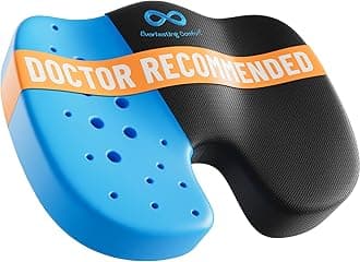 Doctor Recommended Memory Foam Seat Cushion for Office Chairs & Car - Ergonomic Office Desk Accessories - Cushions for Tailbone Pain Relief, Sciatica (Black Airflow, Large)