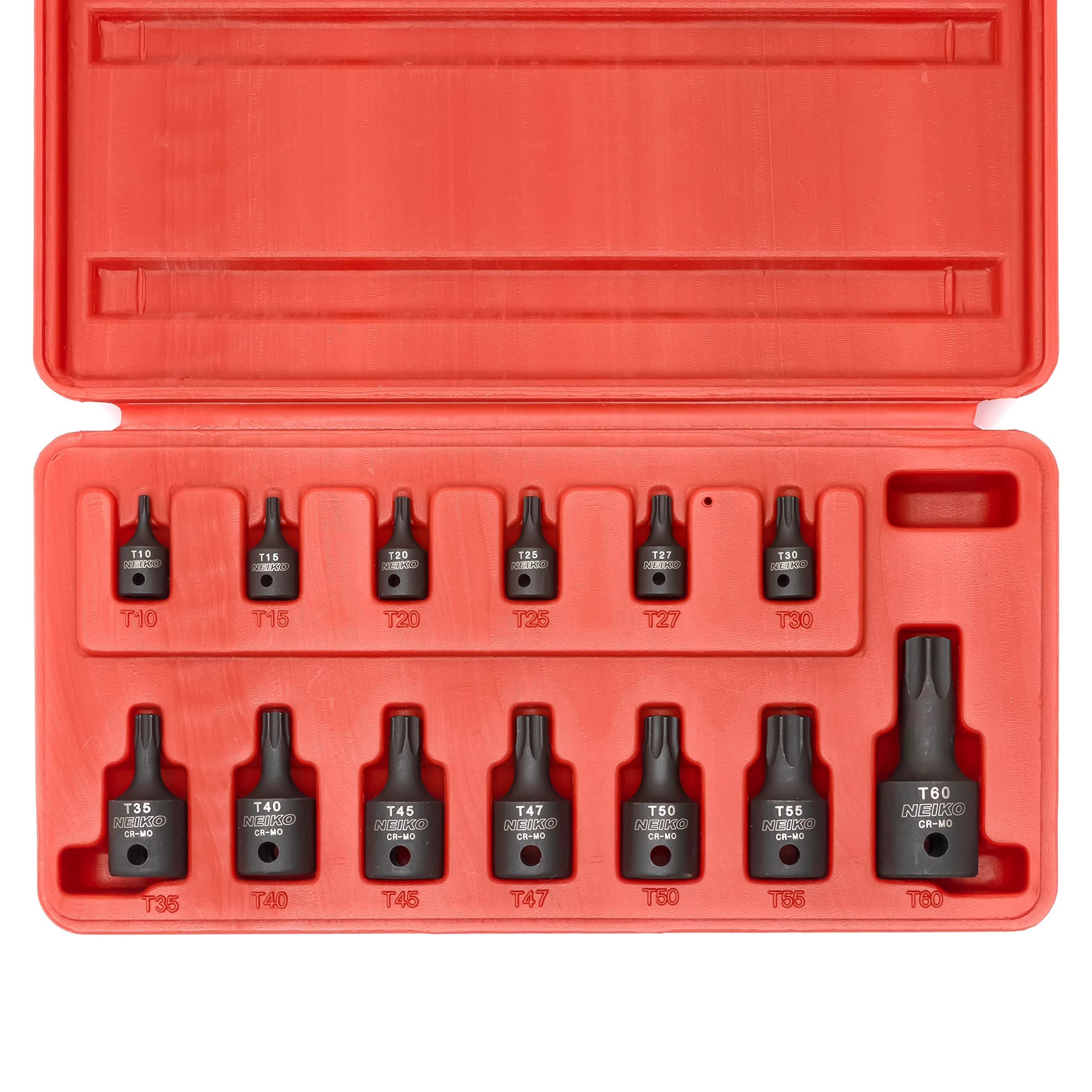 NEIKO 10282B 13 Piece Security Torx Socket Bit Set, 6 Point Heavy Duty Tamperproof Impact Grade Star Bit Set Torx, Safety Torx Bit Set, Tamper Proof Torx Bit Set, Torx Tool Set, Torx Socket Set