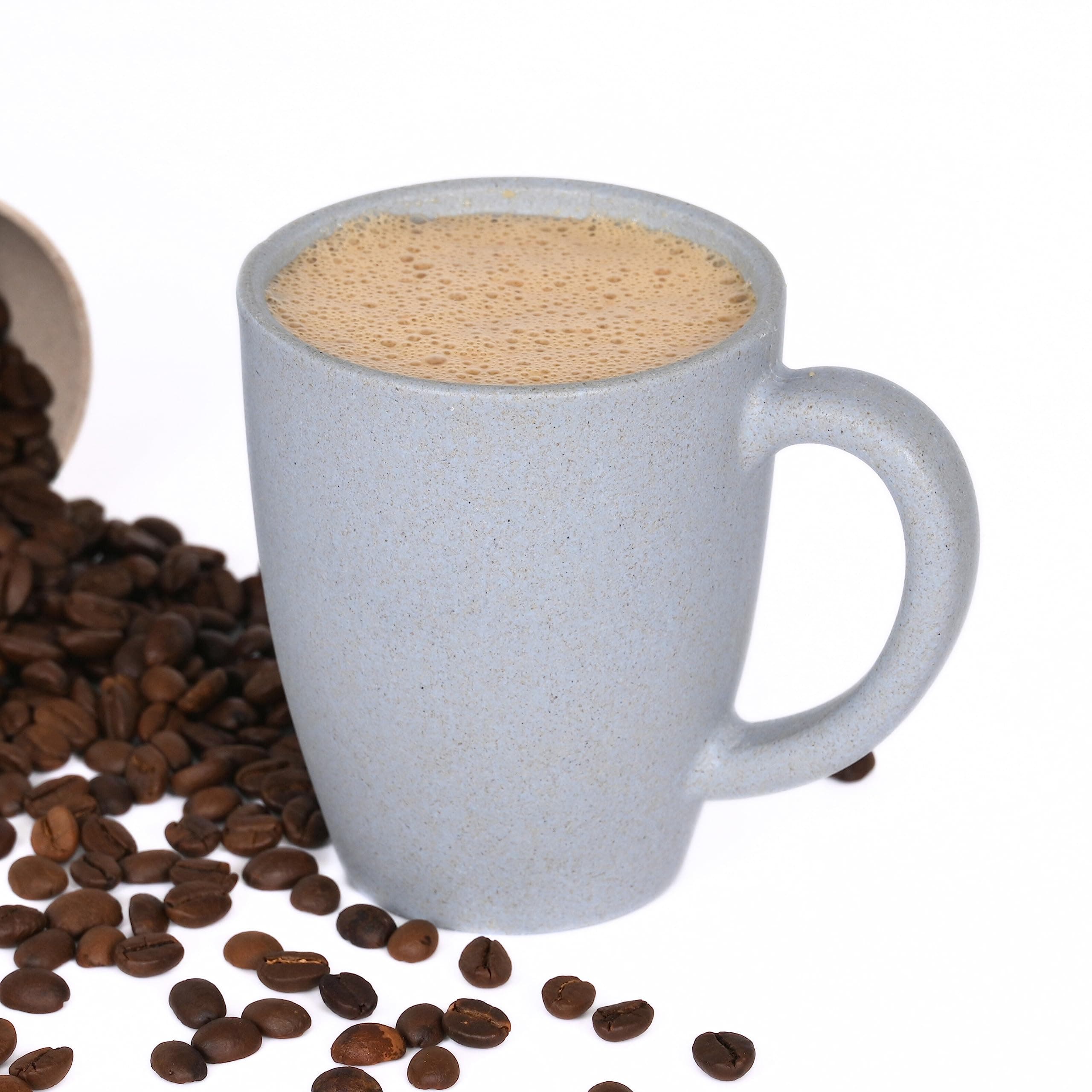 Eha Earth-Friendly Classic Coffee Mug | 300 ml | Made with Rice Husk & Bamboo Fibers | Microwave Safe (Reheat only) | for Hot & Cold Coffee, Milk & Tea Cup | Matte Finish Mugs | Azure | 1 Unit