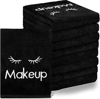 Vabean 30 Pcs Microfiber Black Makeup Washcloths for Face 13 x 13 Inches Makeup Remover Towels Reusable Absorbent Removers Face Wash Cloth with Embroidery for Women