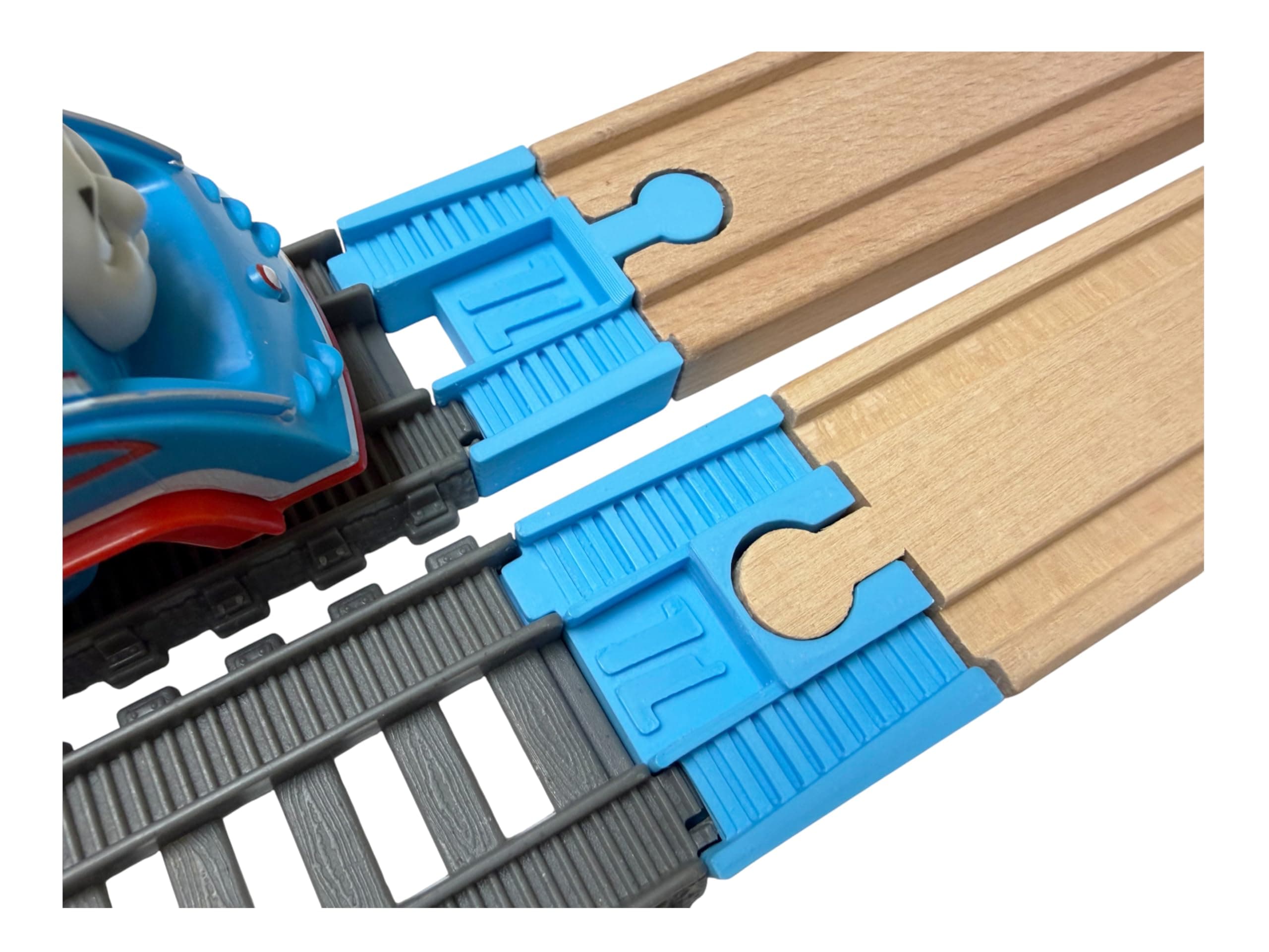 com Adapters, Compatible with Thomas & Friends Trackmaster Gray 2014 and Wooden Railway Tracks, Essential Trackmaster and Wooden Track Accessories (2pc) Light Blue