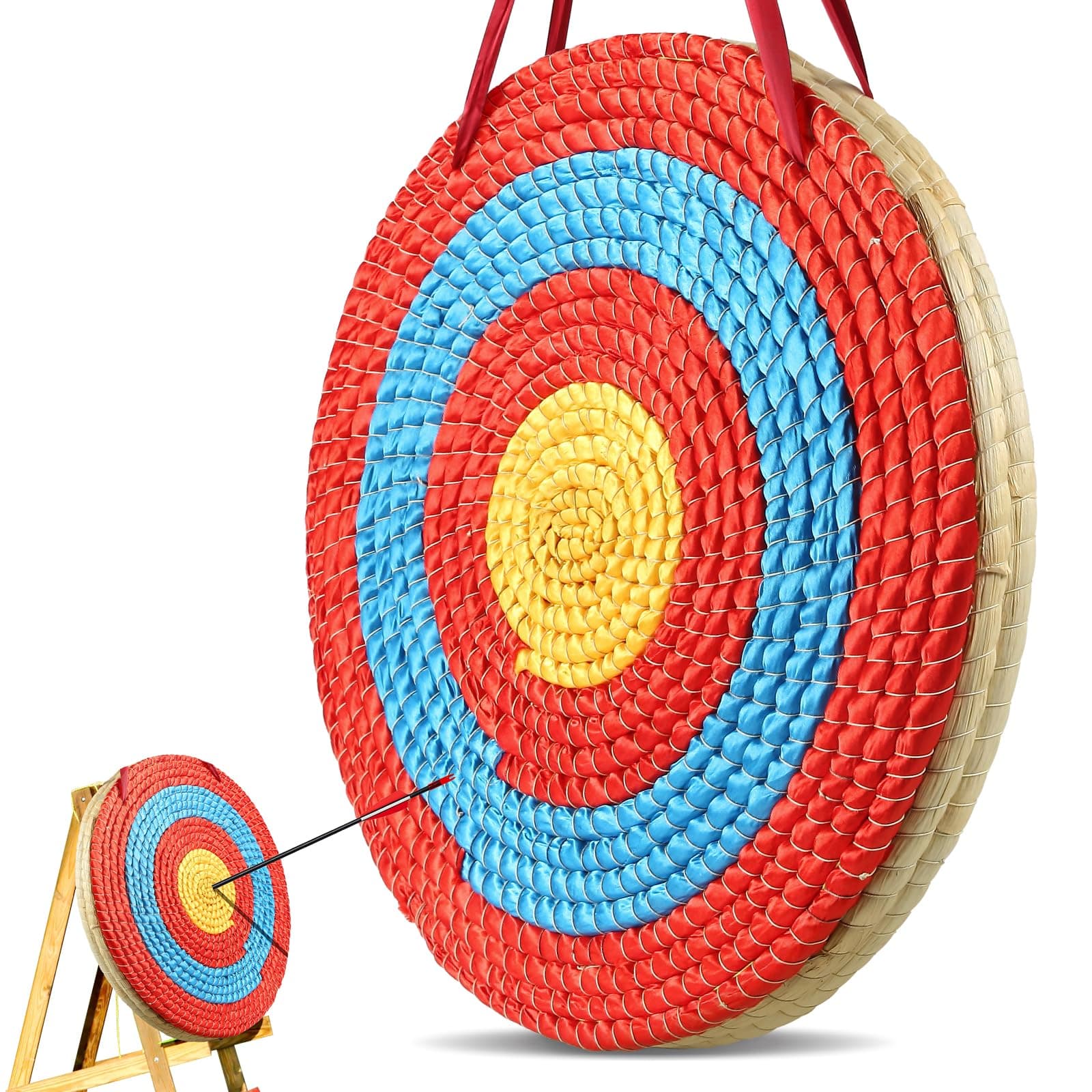 VEVOR Straw Archery Targets, 20" Round Archery Target for Backyard, Traditional Solid Straw, Red