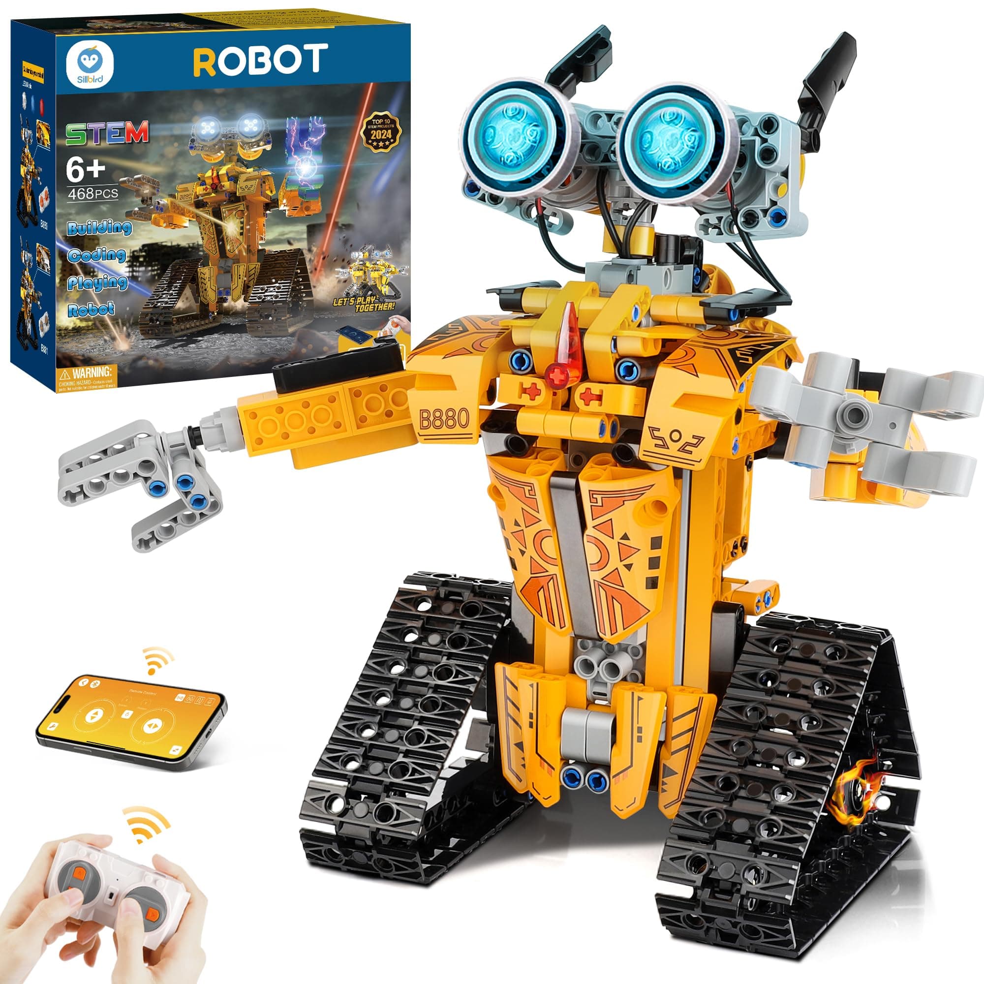 SillbirdRobot STEM Projects for Kids Ages 8-12, Remote APP-Controlled Robot Building Toys Birthday Gifts for Teens Boys Girls Age 8 9 10 11 13 14+ (468 Pieces)