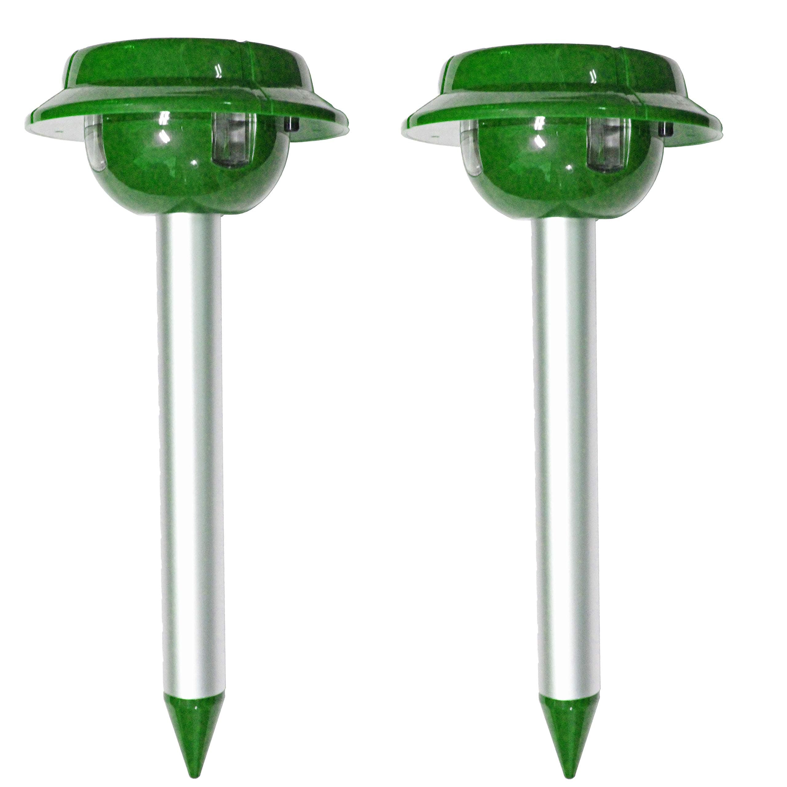 (2 Pack) Professional Solar MOLE & Snake Repellent, Gopher Mole Snake Scorpion Worm etc. Detterent, Keep The pests Away from Your Property Within 2-4 Weeks, Whole Year Full Warranty!