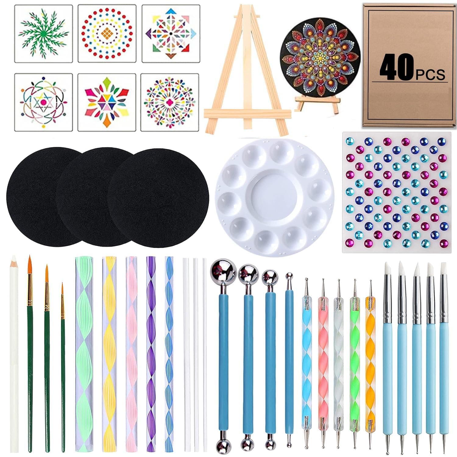 Mandala Dotting Tools Painting Kit - Rock Dot Paint Stencils Tool Set Art Craft Supplies Kits Tray Brush Zipper Pen for Nail Stone Mandala Arts Drawing Home Decor Activity