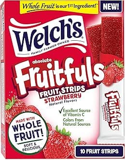 Absolute Fruitfuls Fruit Strips, Delicious Dried Fruit Snacks for School Lunch, Strawberry, 0.5oz (Pack of 10)