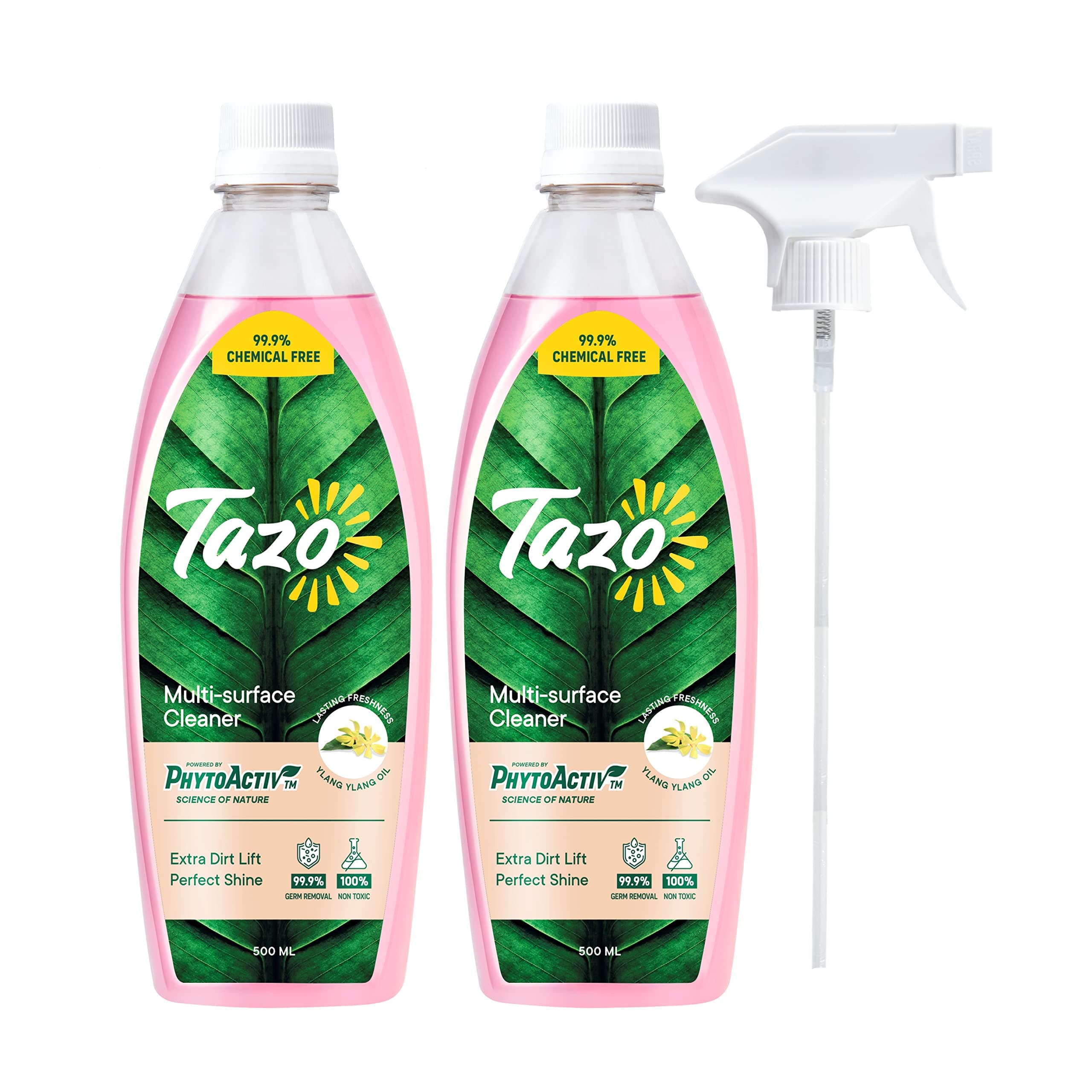 - Multi-Surface Cleaner Spray (500ML Pack of 2), Biodegradable & Plant Powered Cleaner With Extra Dirt Lift, Removes 99.99% Germs & Tough Stains, Gives Sparkling Shine, Baby & Pet Safe