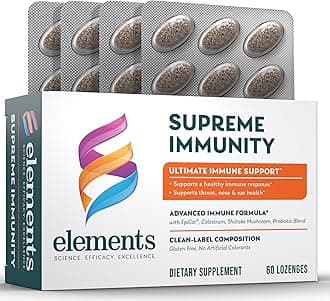 Elements Supreme Immunity, 60 Lozenges (30 Servings), Ultimate Immune Support Supplement, Supports Throat, Nose and Ear Health, Gluten Free