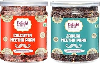 Delight Foods Calcutta Meetha Paan & Jaipuri Meetha Paan Combo 600g (300g x2) | Sweet Paan Mukhwas Premium Mouth Freshener | Without Supari | Hygienically Packed