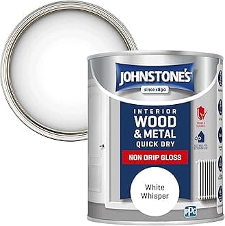 Johnstone's - Wood & Metal Paint - Gloss Finish - White Whisper - 750ml - Water Based - Non Drip & Quick Drying - Radiator Paint - Low Odour - Dry in 1-2 Hours - 8m2 Coverage per Litre