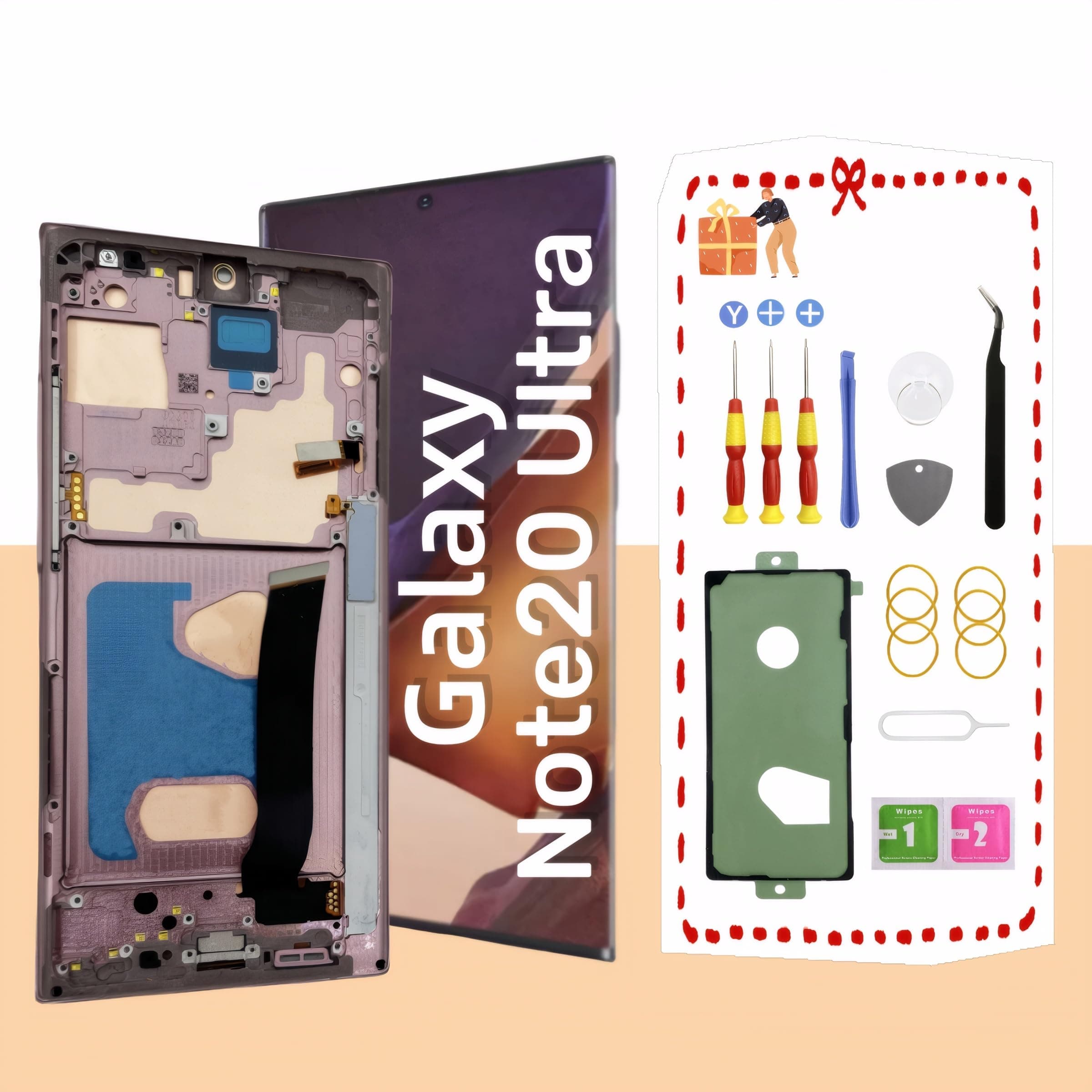 Galaxy Note20 Ultra 5G LCD Display Screen Assembly Replacement for Samsung Note 20 Ultra Touch Digitizer Screen with Frame Toolkits TFT N985U N986U No Fingerprint (Bronze)