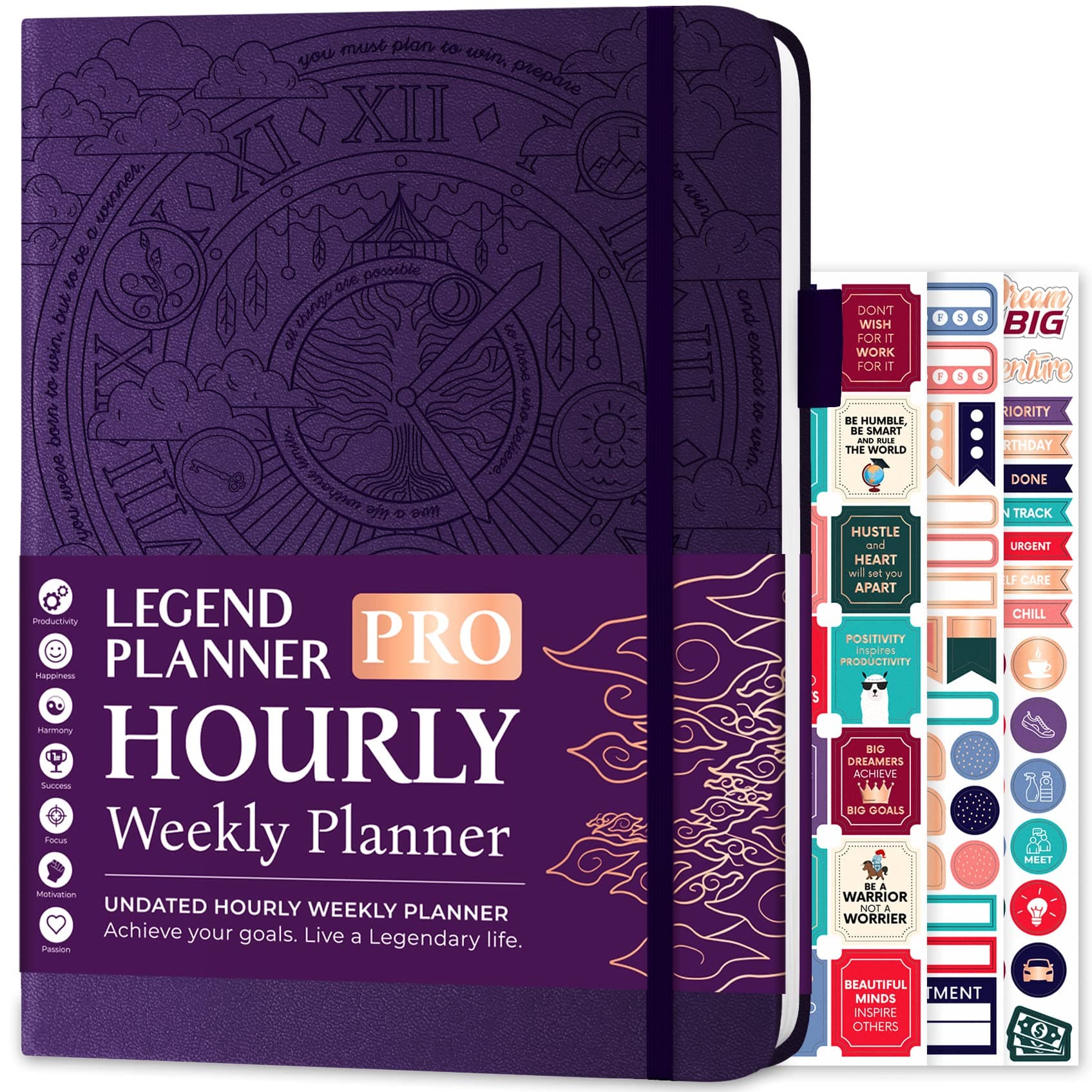 PRO Hourly Schedule - Weekly & Daily Organizer with Time Slots. Appointment Book Journal for Work & Personal, A4 (Purple)