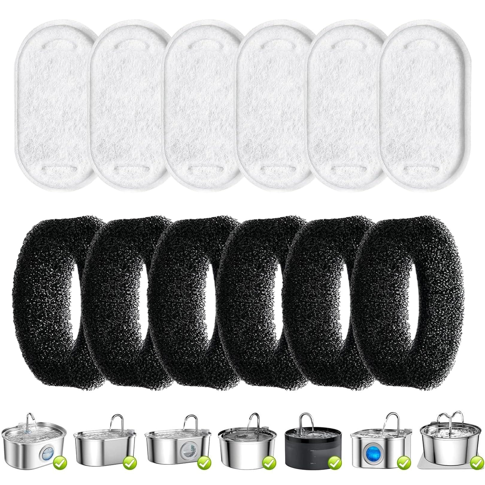 12 Pcs Foam Filter,Cat Water Cooler Filter,Activated Carbon Filter,for Replace Filters in cat dispensers,Sponges Help Filter Out Sediment and Debris,Activated Charcoal absorbs impurities and Odors