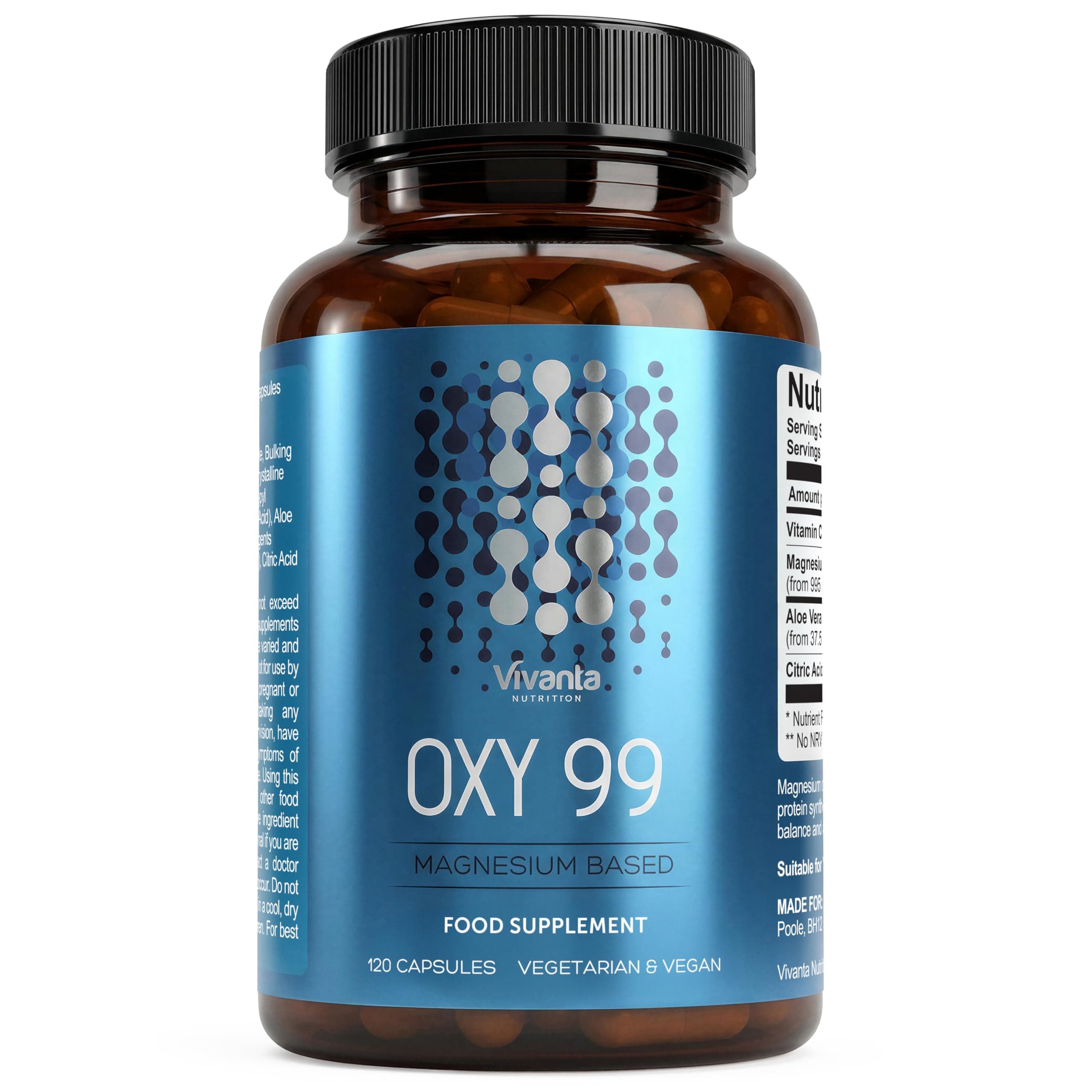 Oxy 99 - Very High Strength Oxygen Cleanse - 995mg Magnesium Hydroxide - 120 Vegan & Vegetarian Capsules (14 Day Colon Cleanse)