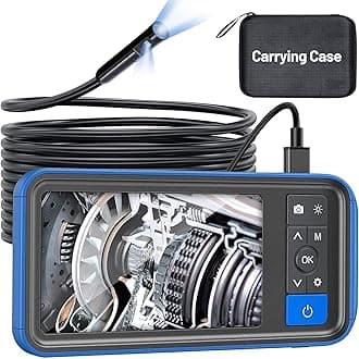 Teslong 4.5inch IPS Screen Industrial Endoscope with 1080p Dual Lens Inspection Camera Probe, 16ft Waterproof Snake Cable, Adjustable LED Lights
