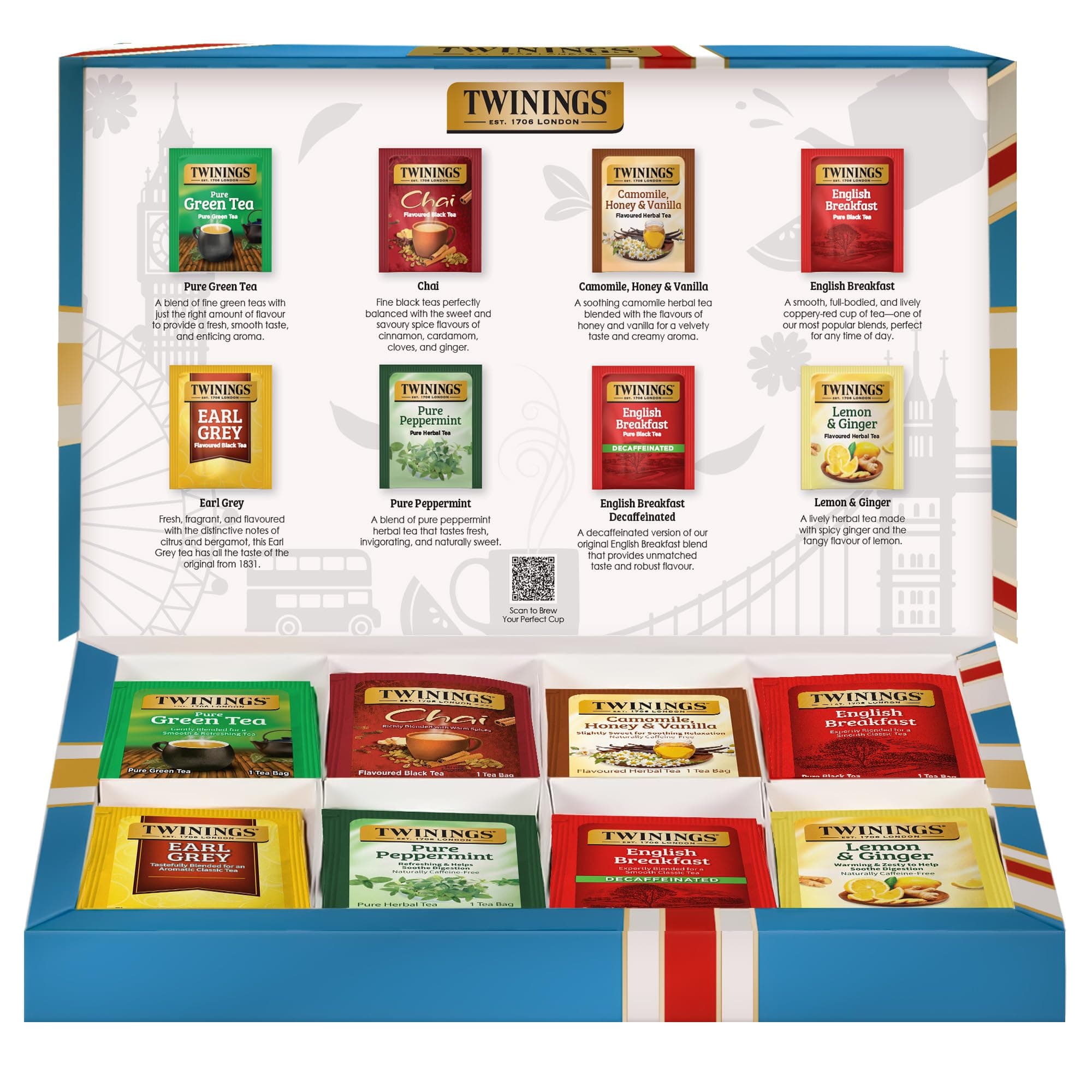Twinings Tea Classics Collection Gift Box Variety Sampler, 48 Tea Bags (Pack of 1), Enjoy Hot or Iced | Includes Black, Herbal, Green, & Chai Teas