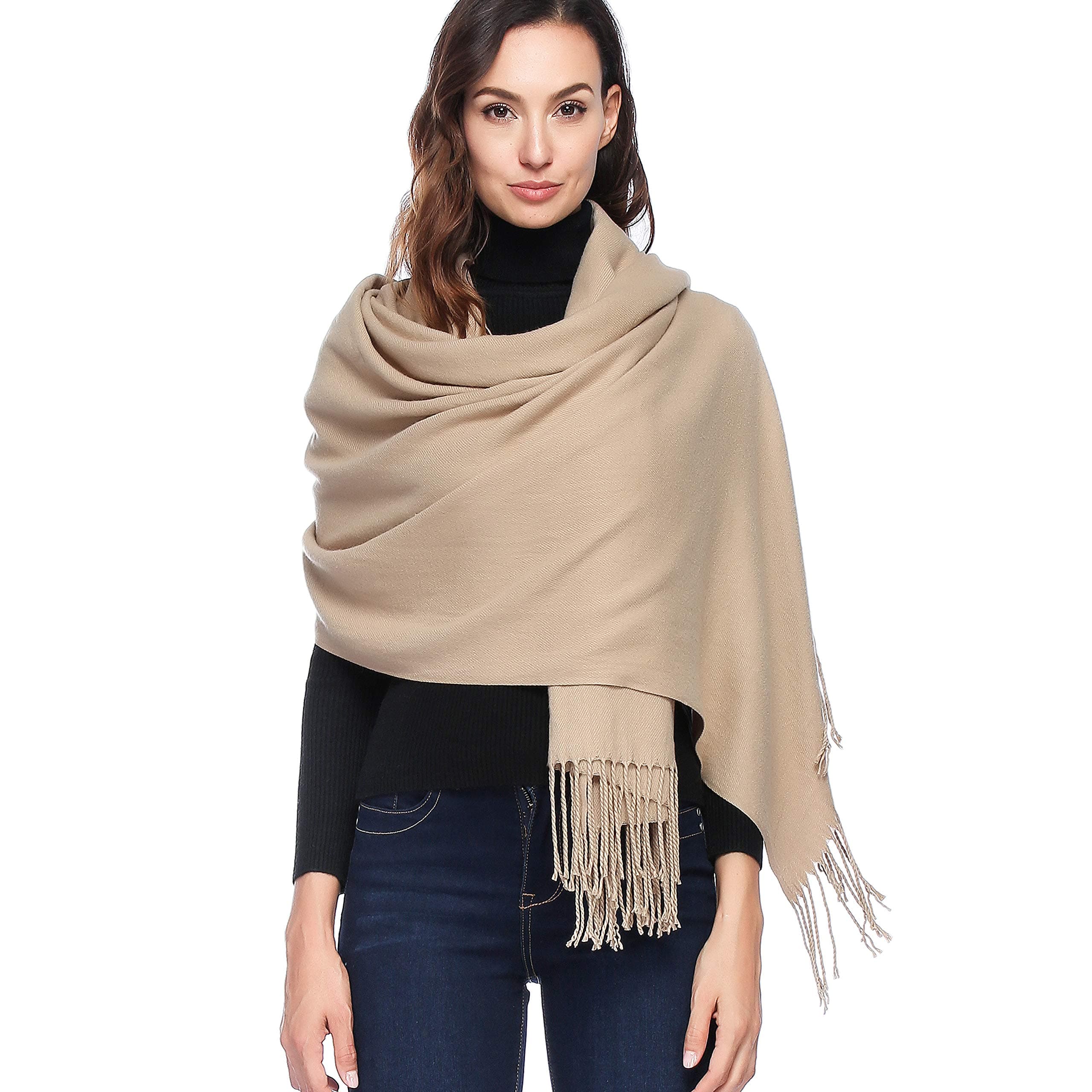 Extra Large Thick Pashmina Shawl Wraps - Wool Soft Winter Warm Scarves Travel Blanket for Women