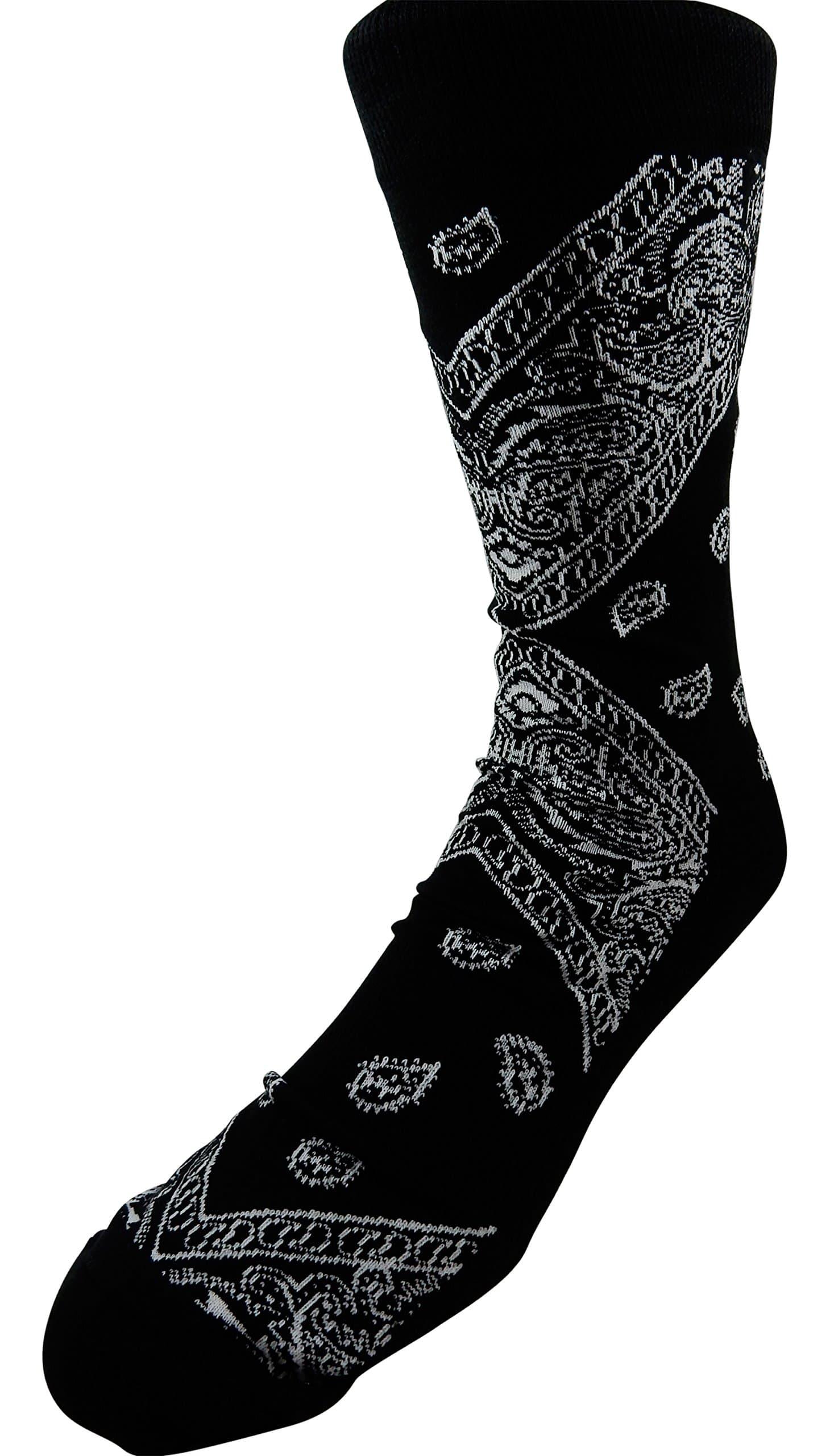 New! Bandana Crew Socks - Multiple Colors Available (Black)