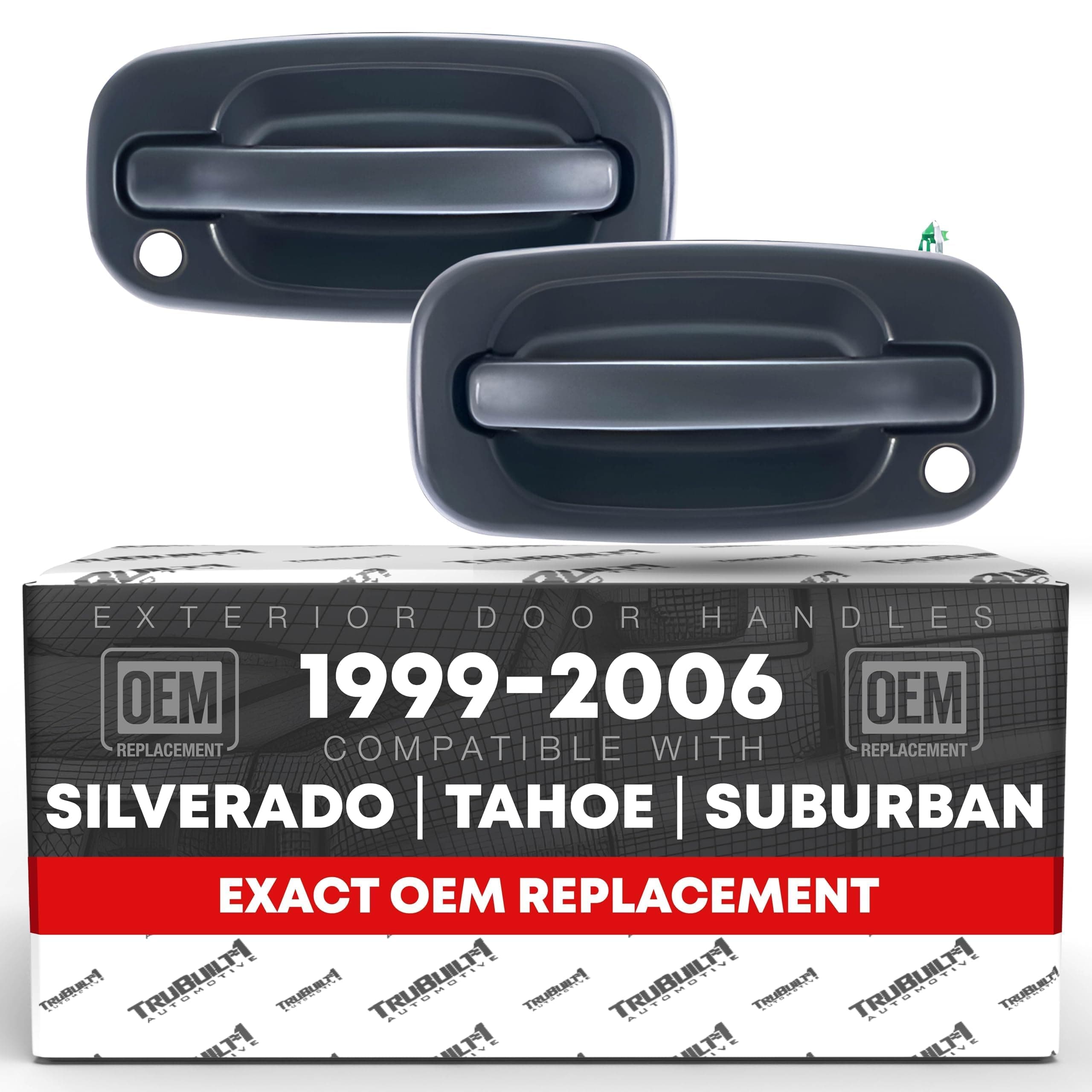Exterior Front Driver & Passenger Door Handle - Compatible with 1999-2006 Chevrolet Silverado, 02-06 Avalanche, Suburban, Tahoe; 99-06 GMC Sierra, Yukon - Textured - OEM 15034985
