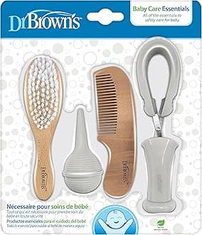 Dr. Brown's Baby Care Essentials Kit, Nail Scissors with Case, Nasal Aspirator, Cradle Cap Brush and Comb, BPA-Free