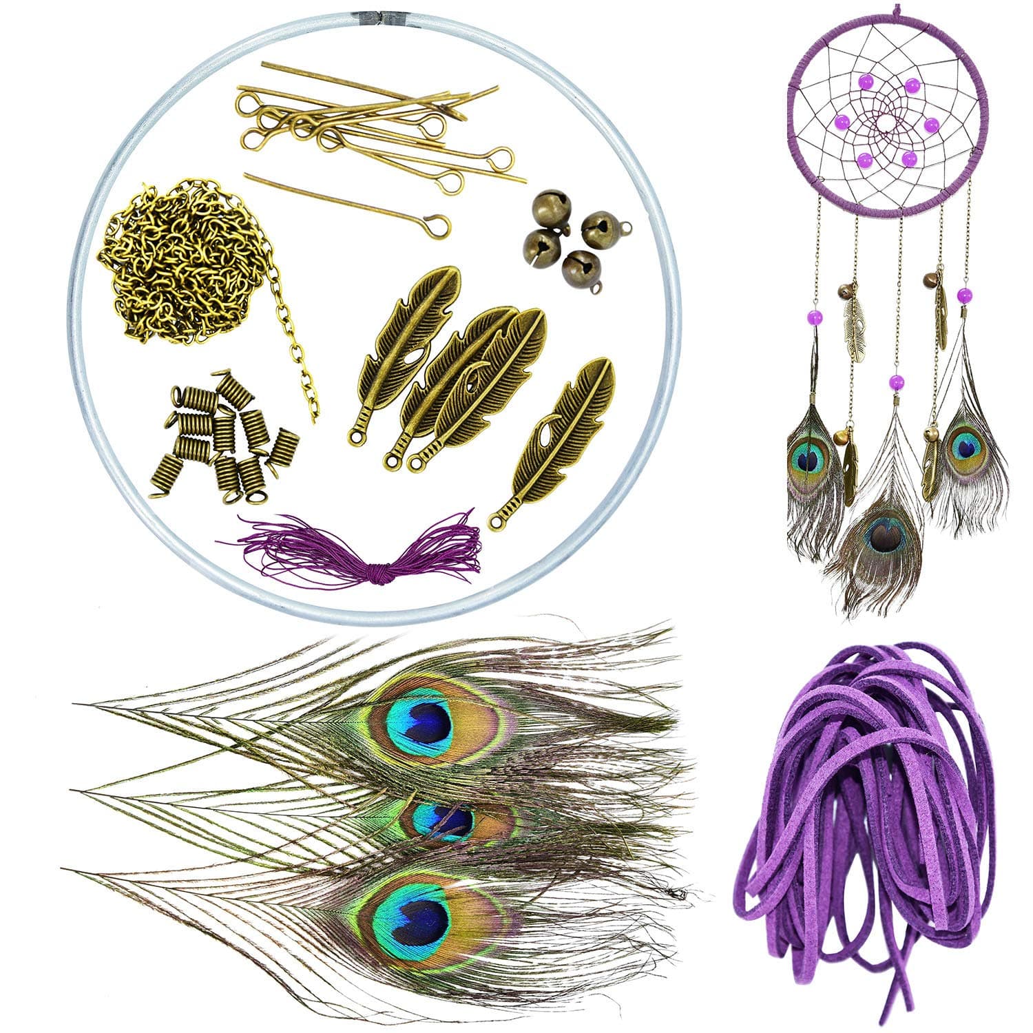 Ancefine Peacock Feather DIY Dream Catcher Kit