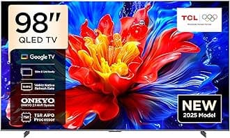 TCL 98P8K Television 98 Inch Smart TV 4K QLED Colorful Quantum Crystal HDR 10+ Gaming Google TV, 144Hz Native Refresh Rate, ONKYO 2.1 Hi-Fi, Dolby Atmos, DTS Virtual X, MEMC, Game Master (2025 Model)