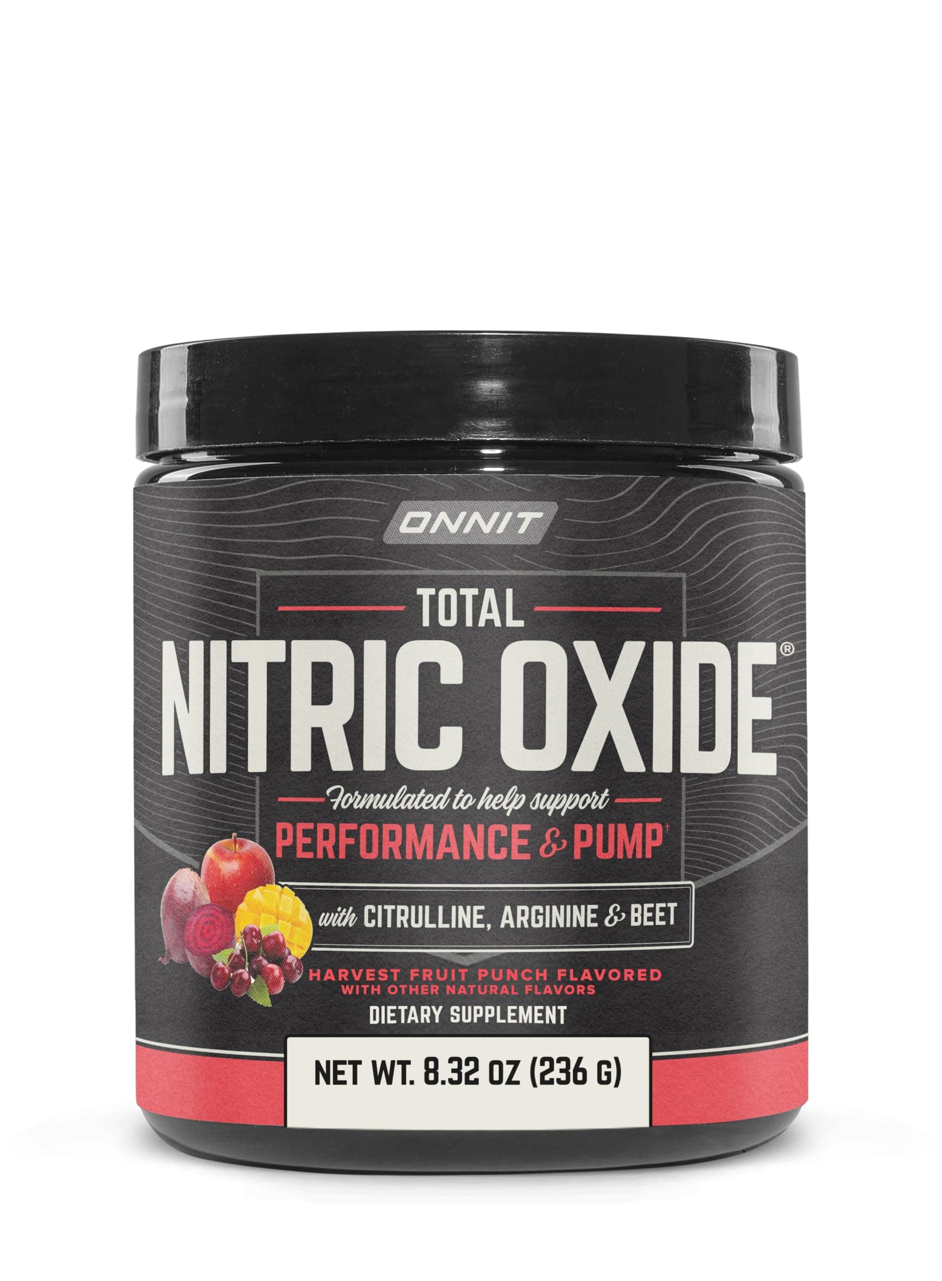 Total Nitric Oxide Exercise Performance Powder, IGEN Non-GMO Tested Dietary Supplement for Muscle Performance and Recovery, NO3-T Arginine Nitrate, Harvest Fruit Punch Flavor, 20 Servings