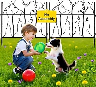 5 Panel 26in(H)×11.5ft(L) Decorative Garden Fences and Borders for Dogs No Dig Rustproof Metal Fence Panels Garden Edging Animal Barrier Fencing for Flower Bed Yard Patio