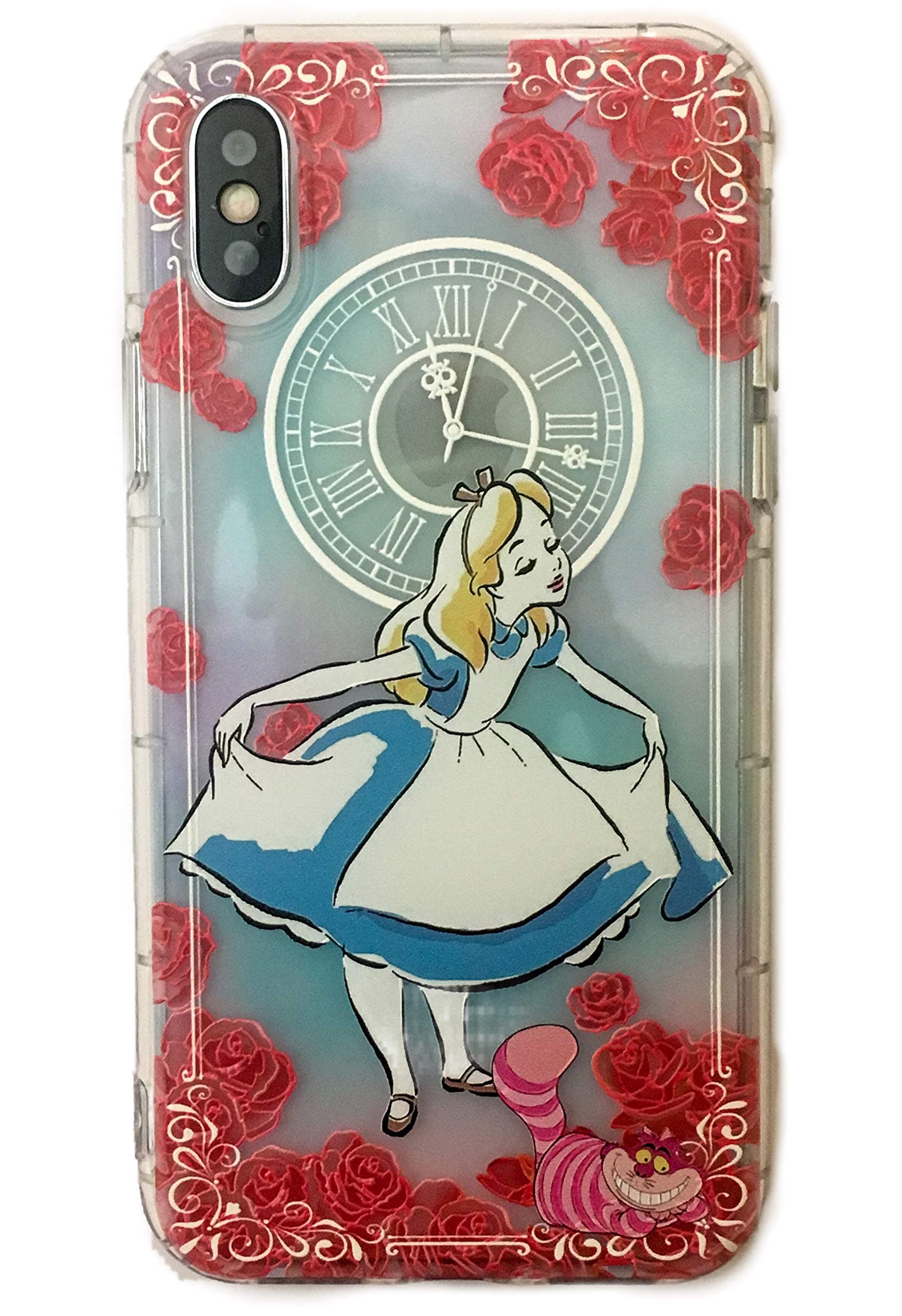 Phone Kandy® Embossed Anti Bump Shockproof Drop proof Clear Transparent Cute Cartoon TPU Silicone Case & Screen Guard (EMB01) PRIME (iPhone X or XS 10, White Alice)