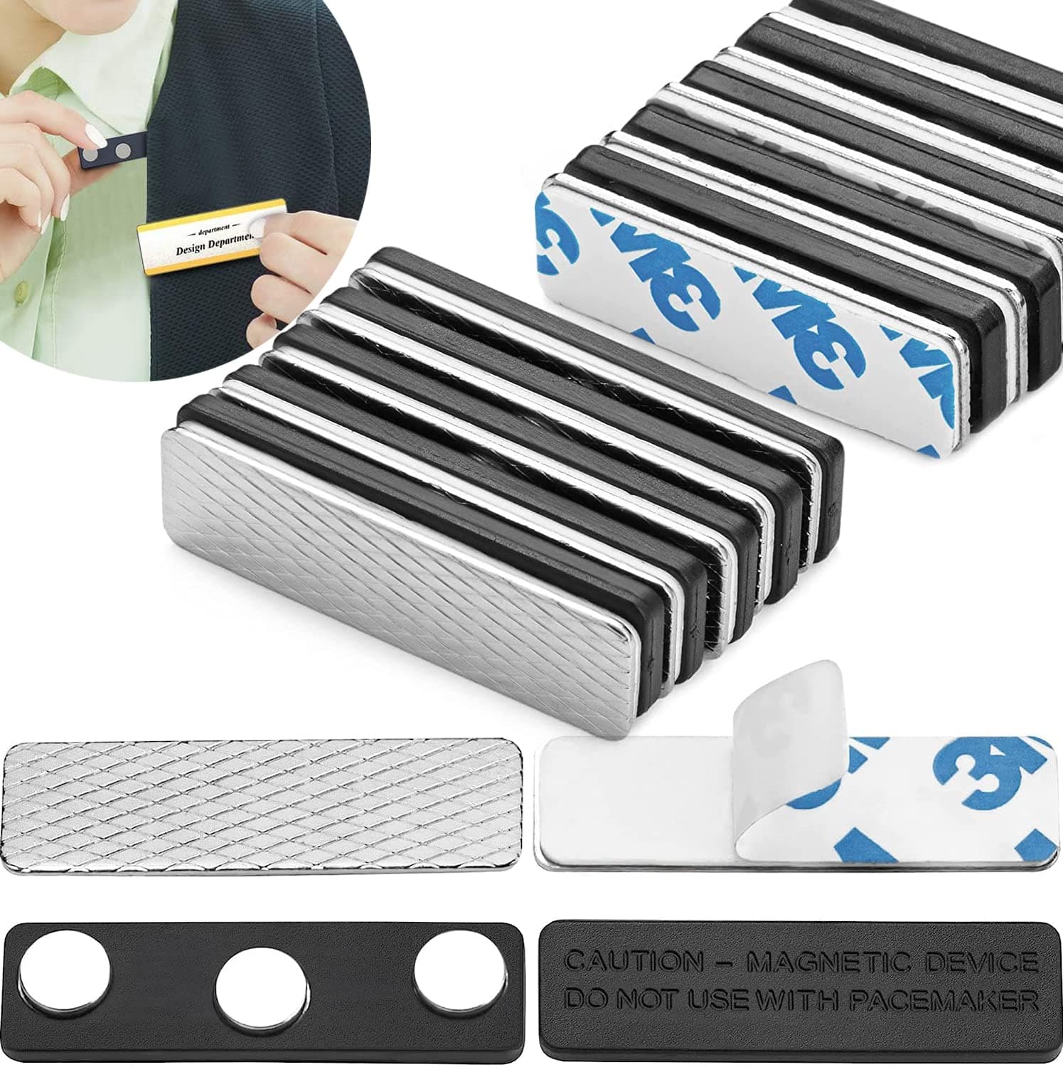 Magnetic Name Tag Holders with Strong Magnets for Securely Attaching ID Badges, Name Tags, and Accessories - 10 Pack