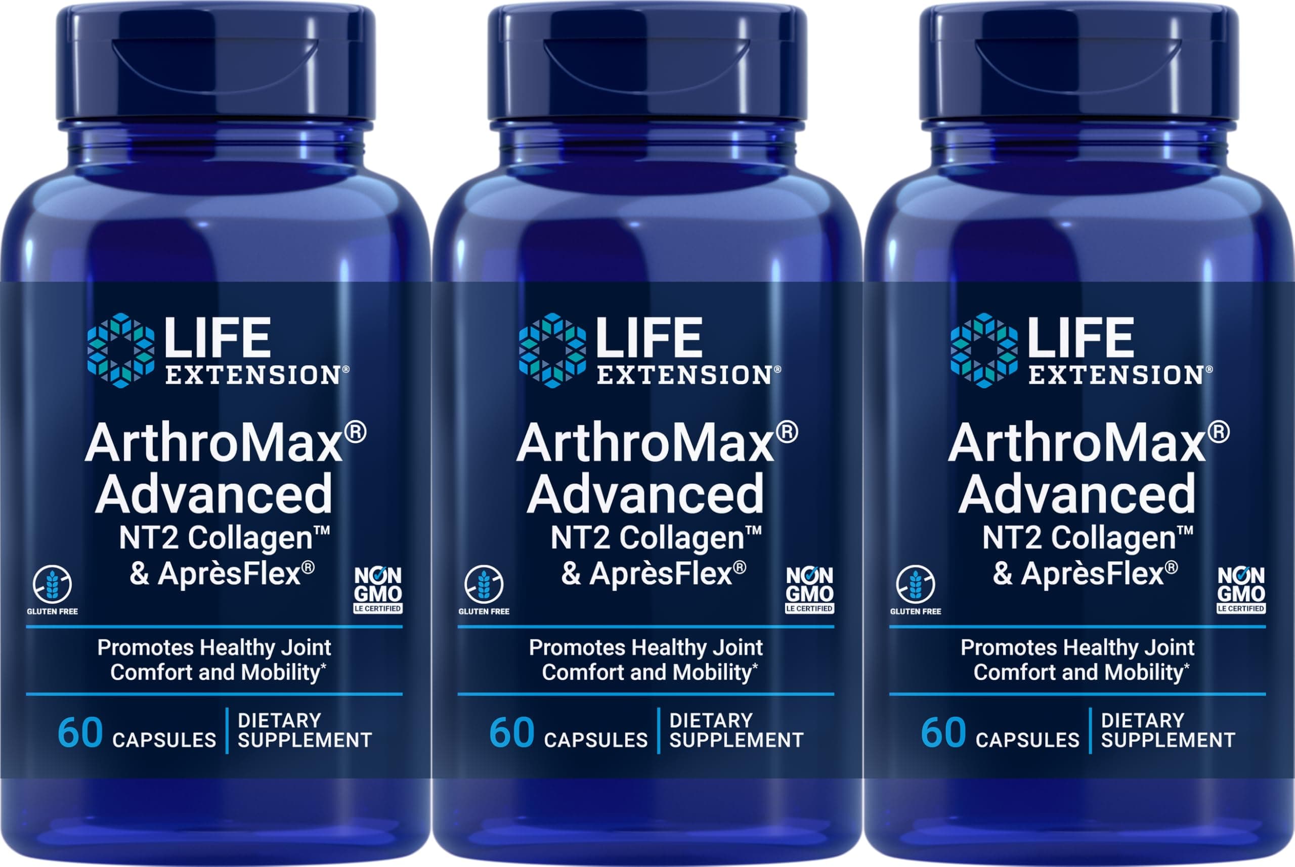 ArthroMax Advanced with NT2 Collagen & ApresFlex, 60 Capsules (Pack of 3)