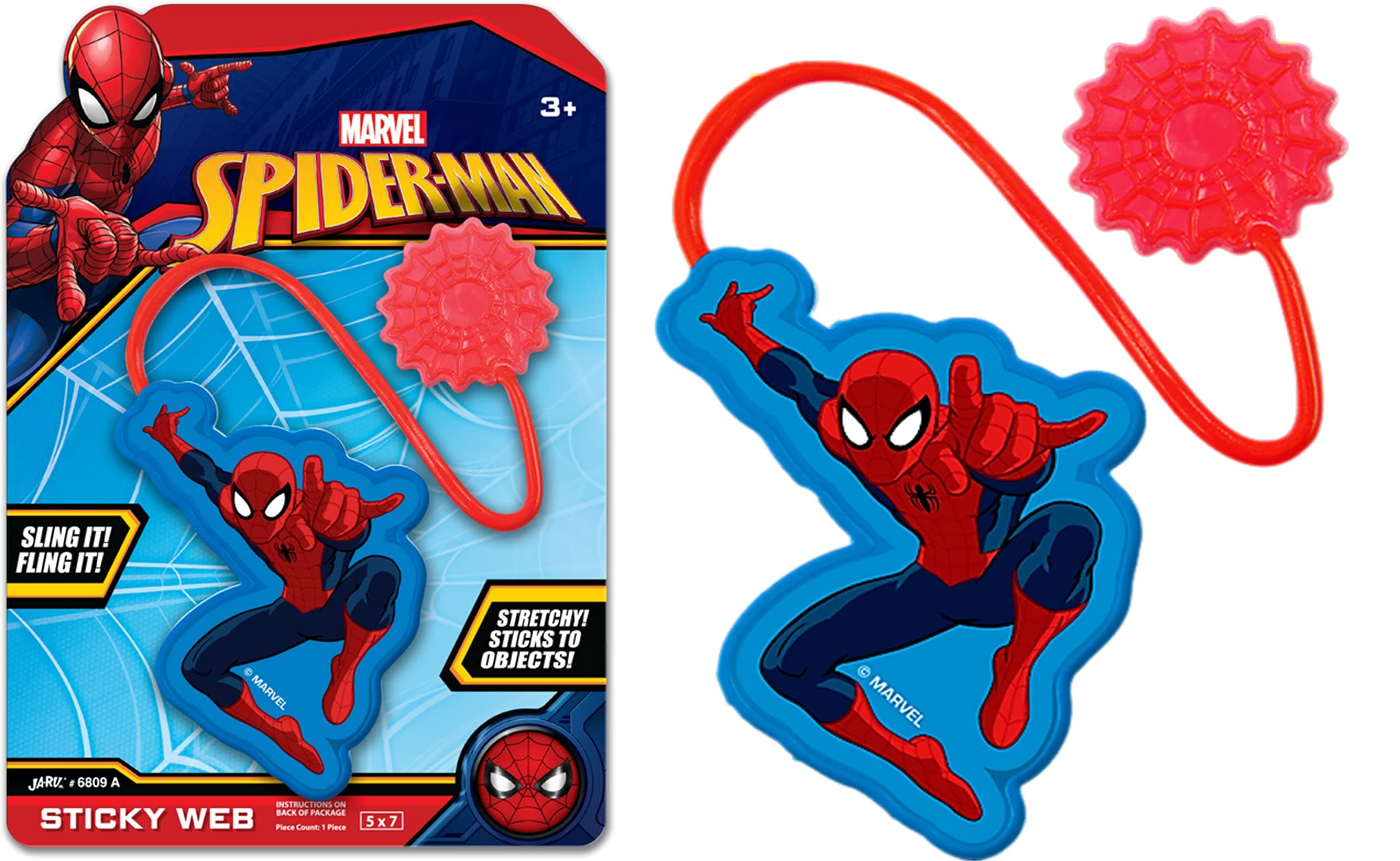 JA-RU Marvel Spiderman & Hulk Sticky Hands Stretchy Snap Toys (1 Spiderman Pack) Superheroes Stretchy Hands Birthday Toy Supplies for Kids, Pinata Filler, Bulk Toys, Stocking Stuffers A-6809-1