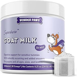Premium Goat Milk Powder for Dogs –- Goat Milk for Dogs to Support Digestion, Immune Health & Allergies – Goat’s Milk with Probiotics for Dogs of All Ages, Sizes & Breeds – 8.25 oz