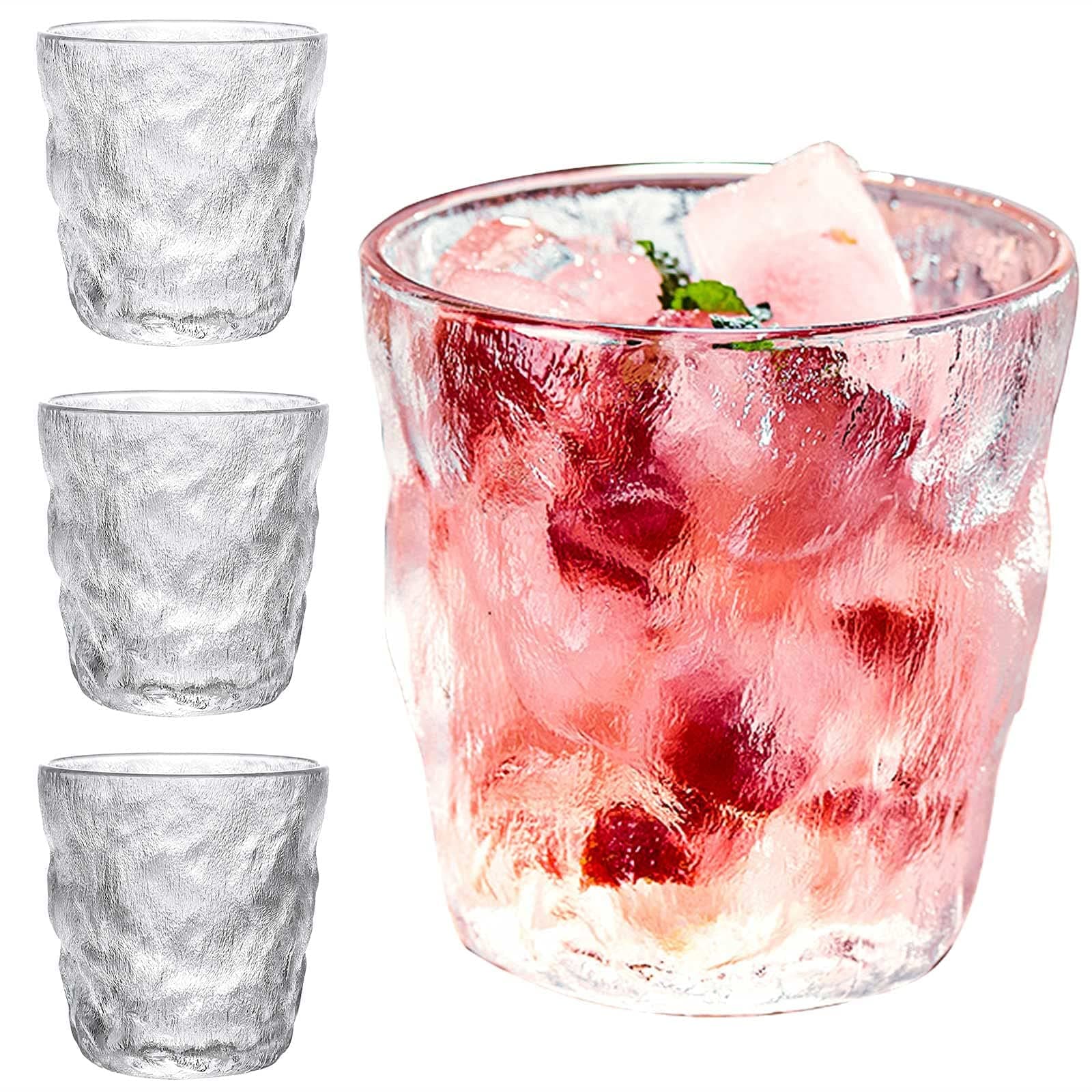 Crystal Drinking Glasses 4pc Set - 10oz Drinking Glassware Can Shaped Clear Glass Cups, Water Glasses Cup, Drinking Glasses Tumblers For Water, Juice for Any Drink and Any Occasion