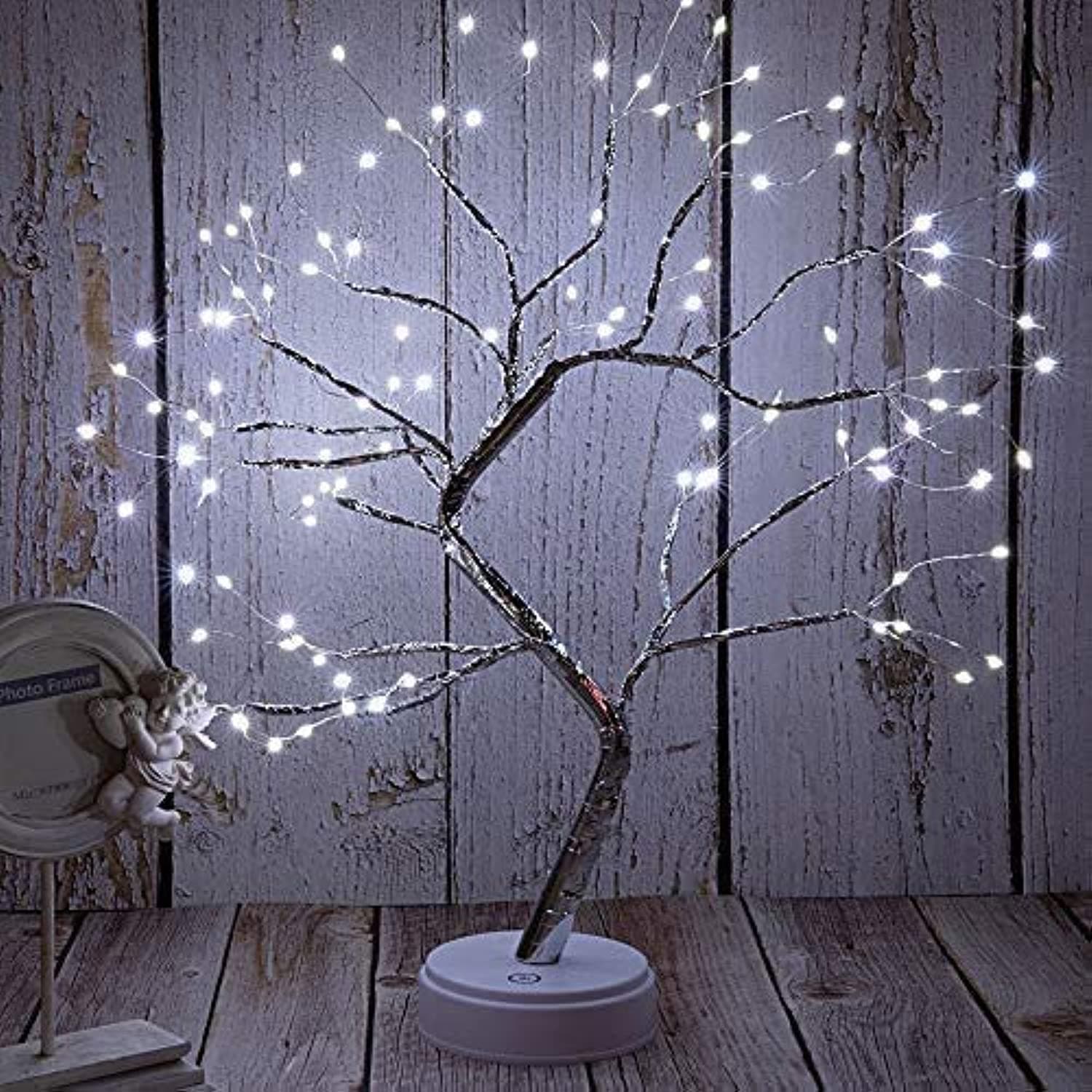 ShowTop 20" Tabletop Bonsai Tree Light with 108 LED Copper Wire String Lights,Touch Switch,DIY Artificial Tree Lamp for Bedroom Desktop Christmas Party Indoor Decoration Lights (White Glow)