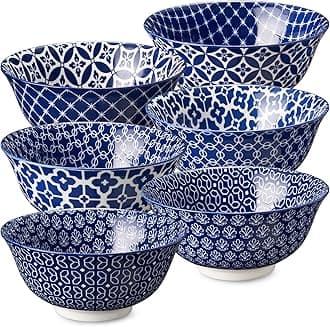 DOWAN Cereal Bowls Set of 6, Ceramic Soup Bowls 23 OZ, 6 Inch Small Dessert Bowls for Fruit, Snack, Ice Cream, Microwave Safe Bowls for Kitchen Decor and Housewarming Gift, Dishwasher