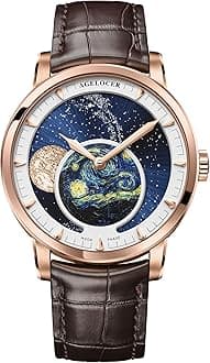 Luxury Automatic Mechanical Watch Original Men Watch with 3D Moon Phase Watch Dial Tourbillon Skeleton Men's Wrist Watch for Business, Dating, Casual