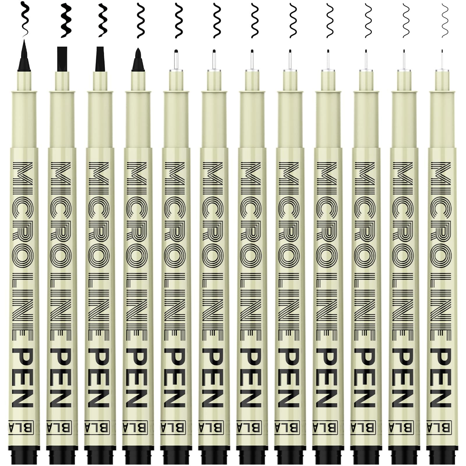 KERIFI Micro-Pen Fineliner Ink Pens, 12 Pack Black Micro Fine Point Drawing Pens Waterproof Archival Ink Multiliner Pens for Artist Illustration, Sketching, Technical Drawing, Zentangle, Scrapbooking