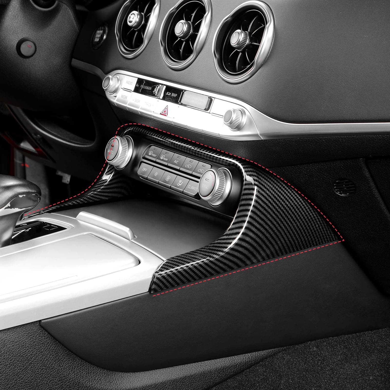 Carbon Fiber Pattern Climate Control Panel Trim Frame Cover Compatible with Kia Stinger 2018-2023 Accessories