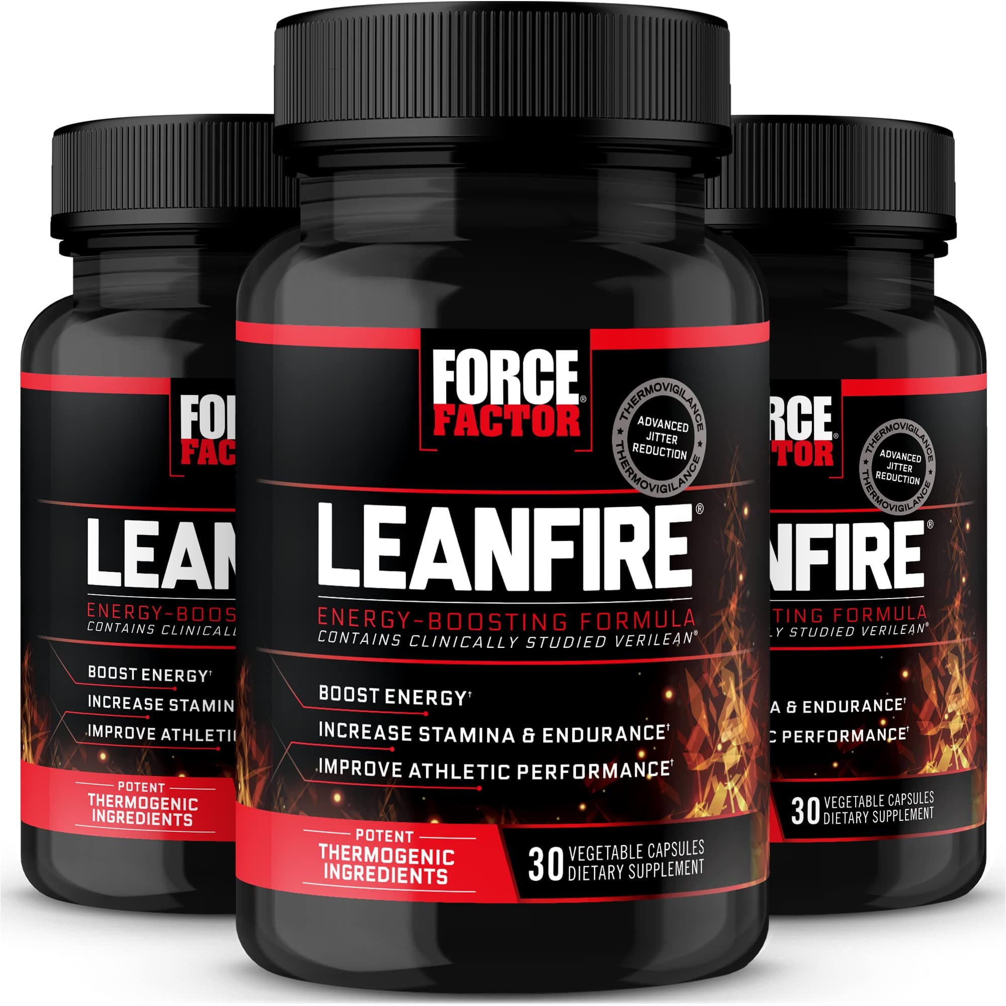 LeanFire, 3-Pack, Pre Workout Energy Pills with Green Tea Extract and Caffeine to Increase Energy, Build Lean Muscle, Improve Athletic Performance, and Enhance Focus, 90 Capsules