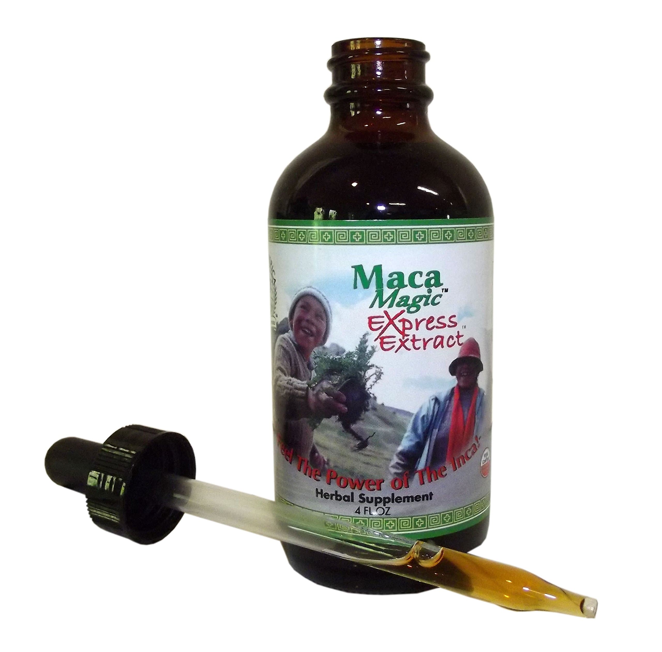 Maca Magic Express Energy Maca Extract Drink Supplement in Glass Bottle with Glass Dropper (4 fl oz)