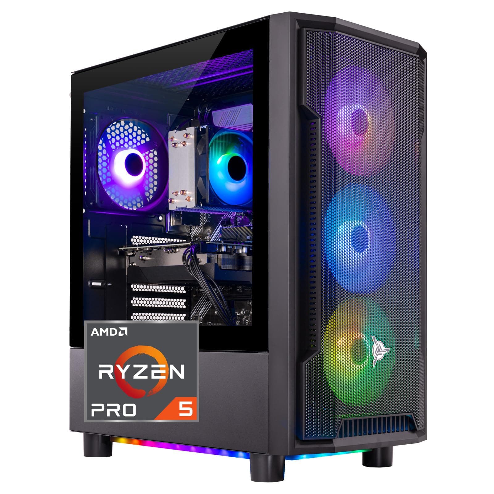 Skytech Shadow Gaming PC Desktop, Ryzen 5 5600 3.5 Ghz (4.4GHz Turbo Boost), AMD RX 6600 8GB GDDR6, 1TB SSD, 16GB DDR4 RAM 3200, 650W Gold PSU, Wi-Fi, Win 11 Home