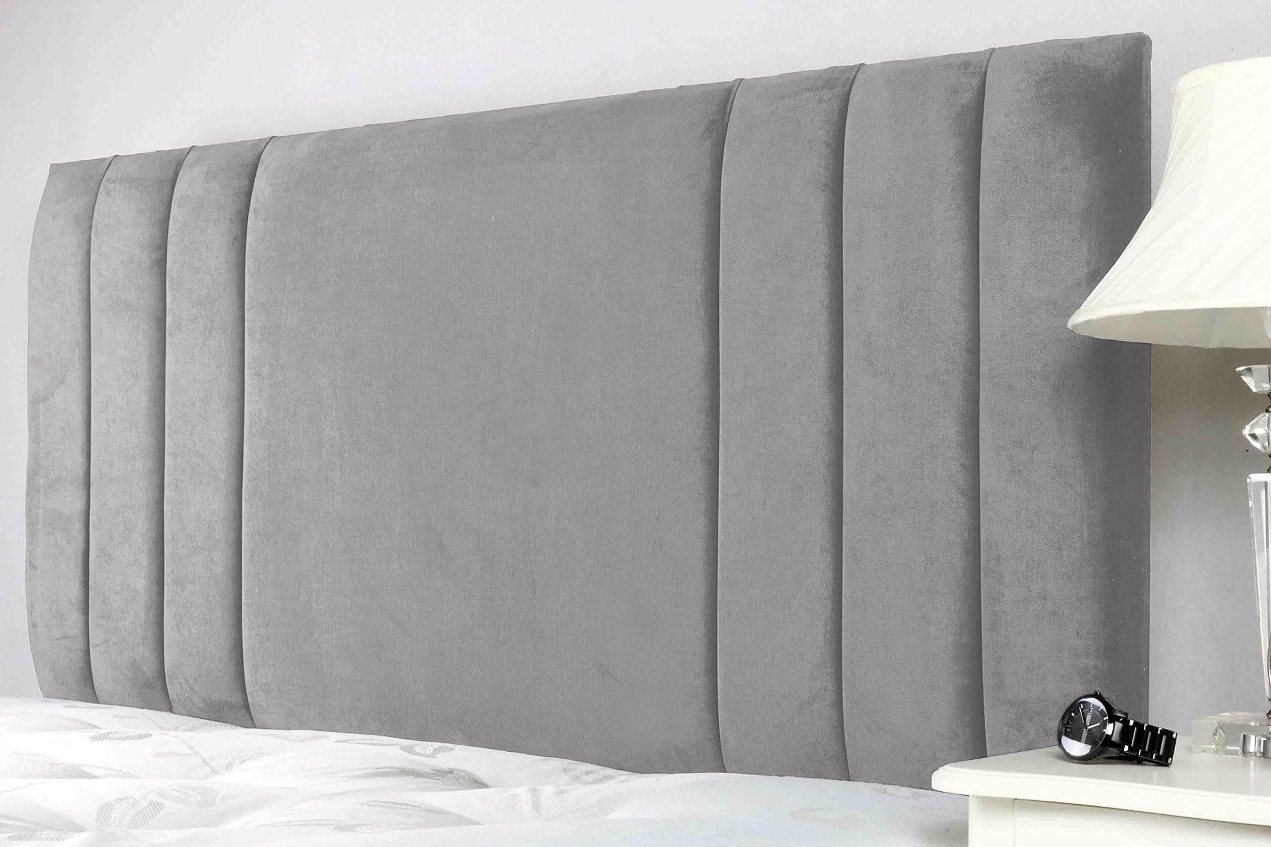 Plush velvet sole headboard 3ft 4ft 4ft6 5ft (3ft (Single), Silver)